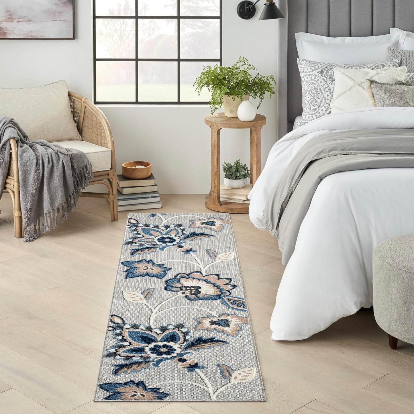 Nourison Home Aloha Indoor/Outdoor Beige 5'3" x 7'5" Area Rug, Easy Cleaning, Non Shedding, Bed Room, Living Room, Dining Room, Kitchen (5x7)