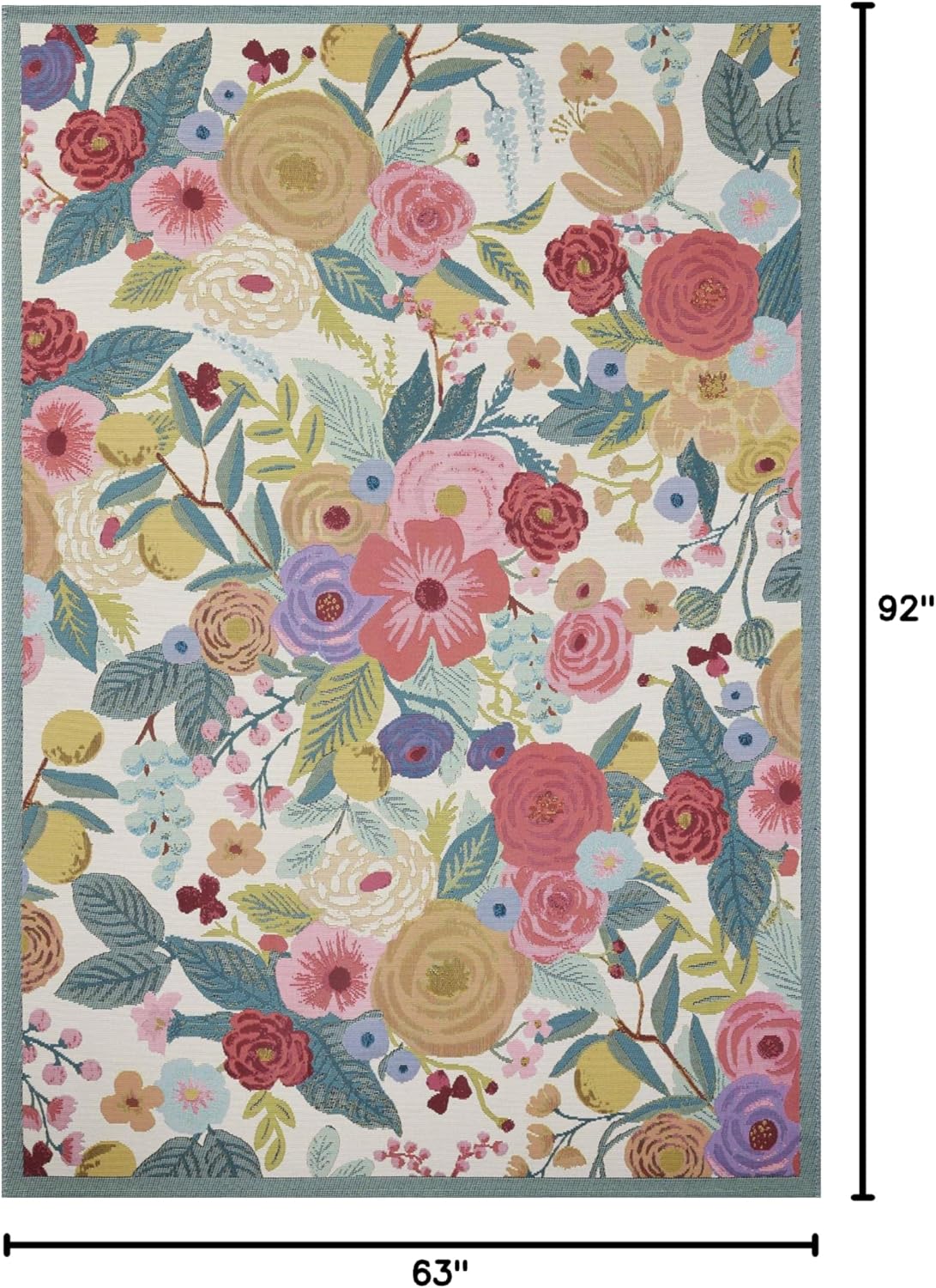 Loloi Rifle Paper Co. Perennial Collection Garden Party PRN-04 Rose/Multi 5'-3" x 7'-8" Indoor/Outdoor Area Rug
