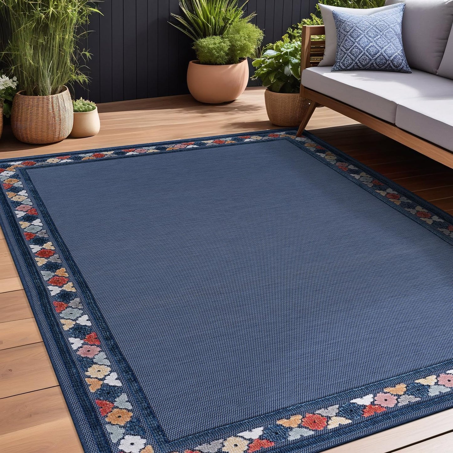 Beverly Rug Outdoor Rug 9x12 Large Modern Floral Tropical Area Rugs for Indoor and Outdoor Patio Easy to Clean Non Shedding Living Room Porch Garden Washable Outside Carpet (9 x 12 Brown)