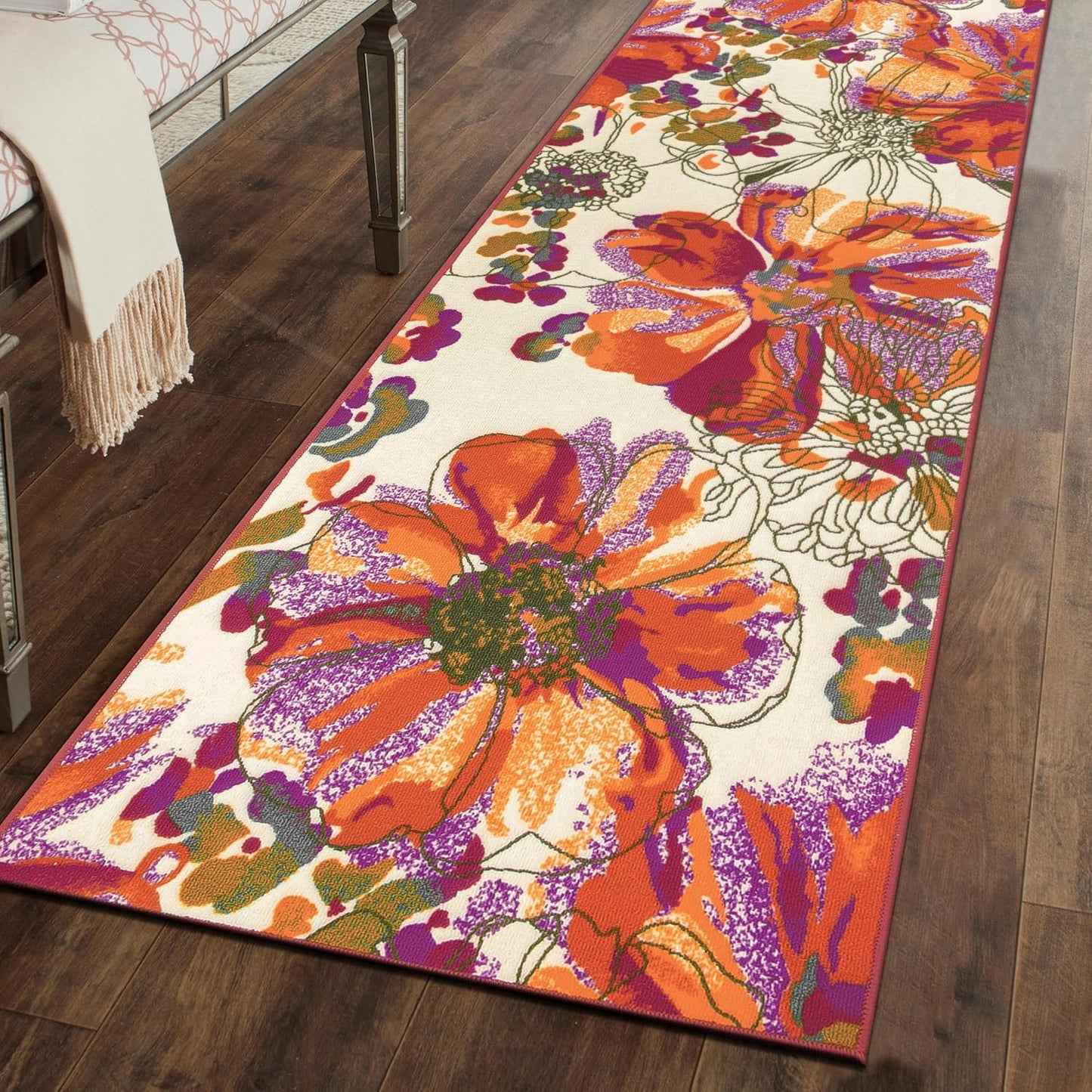 Rugshop Modern Bright Flowers Non-Slip (Non-Skid) Area Rug 8 x 10 (7' 10" x 10') Multi
