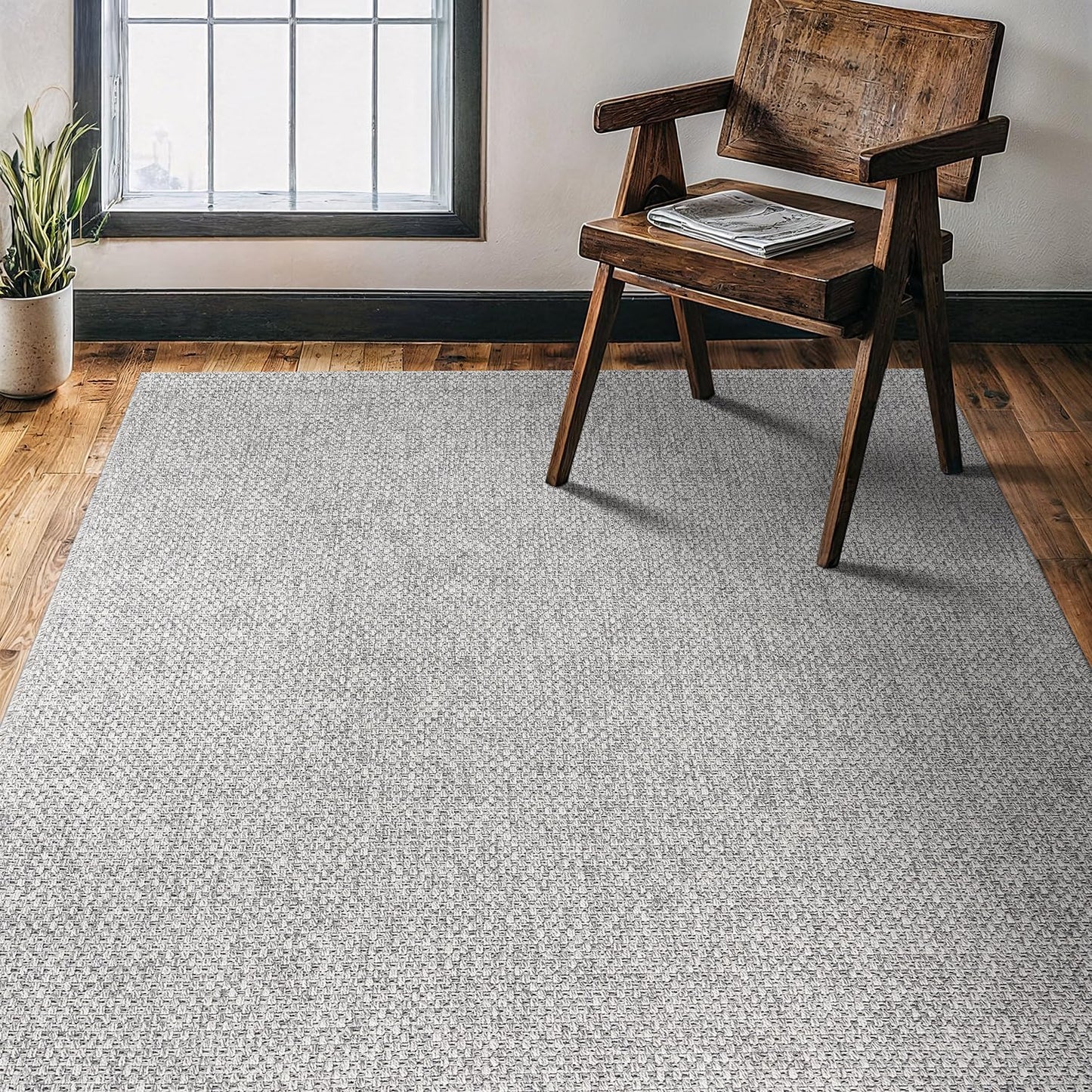 CAMILSON Easy Jute Rug 9x12, Indoor Outdoor Natural Color Fiber Area Rugs for Living Room Patio and Kitchen Rug, Sisal Boho Woven Design, Easy-Cleaning, Washable Outside Carpet Alfombras (9 x 12)