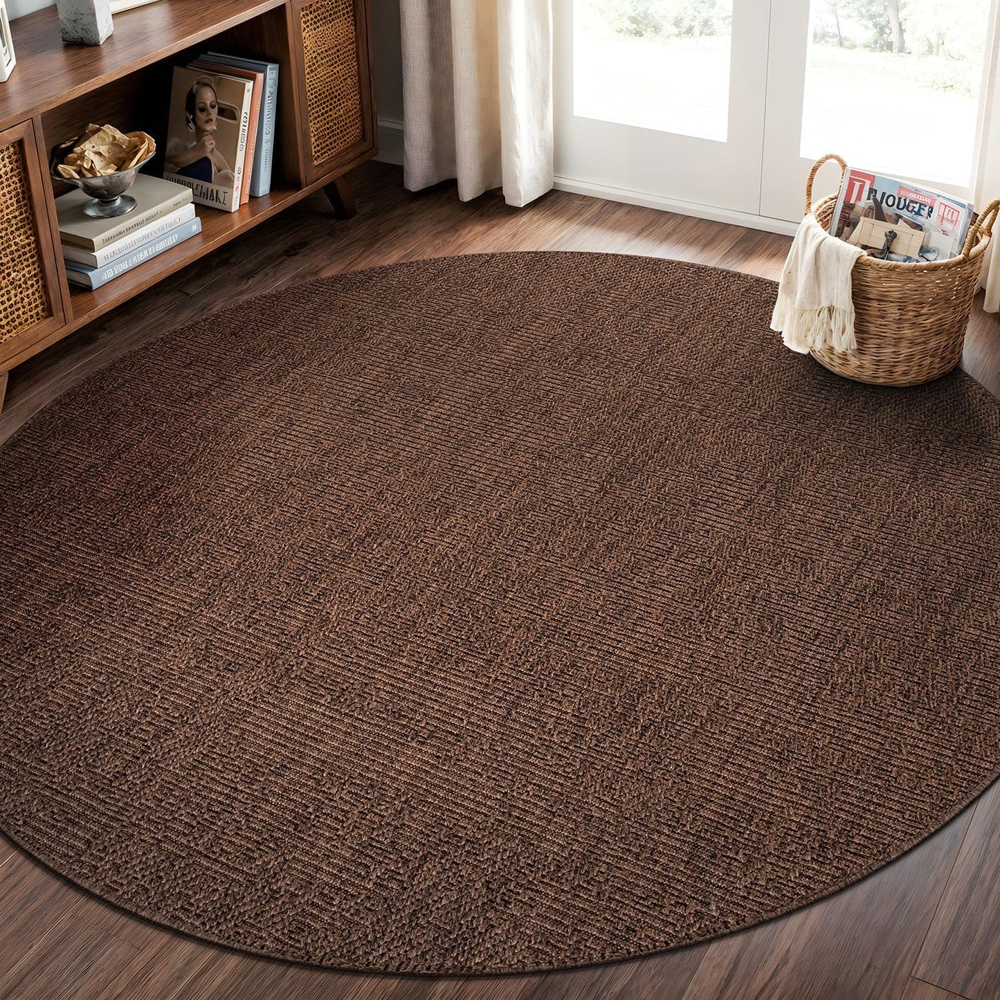 CAMILSON Easy Jute Rug 9x12, Indoor Outdoor Natural Color Fiber Area Rugs for Living Room Patio and Kitchen Rug, Sisal Boho Woven Design, Easy-Cleaning, Washable Outside Carpet Alfombras (9 x 12)