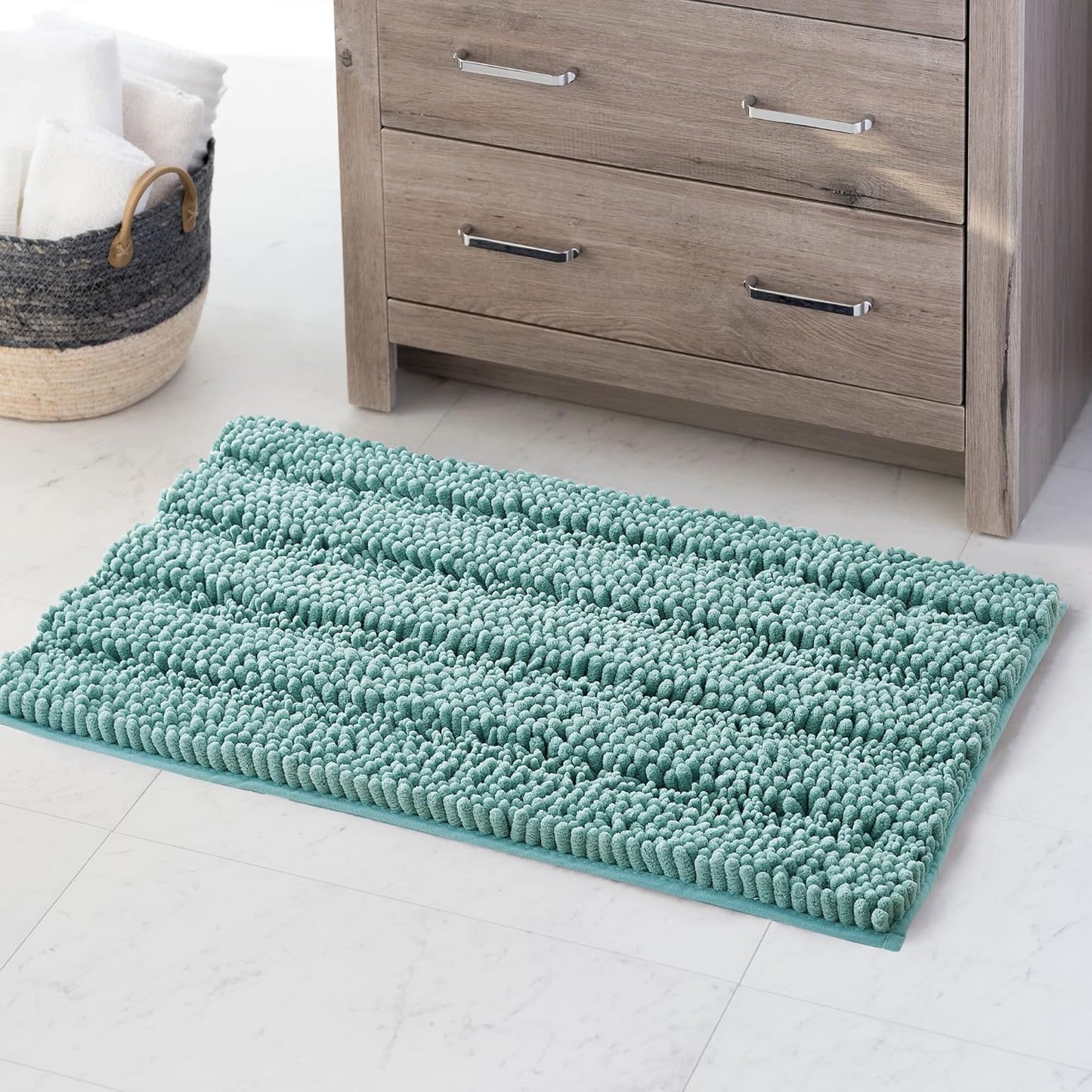 KGORGE Grey Bath Rugs - Soft Large Bathroom Rugs 60" x 24" Farmhouse Floor Cover Water Absorbent Bath Mat Shower Carpet for Toilet Door Way Kitchen Kids Baby, 1 Pc