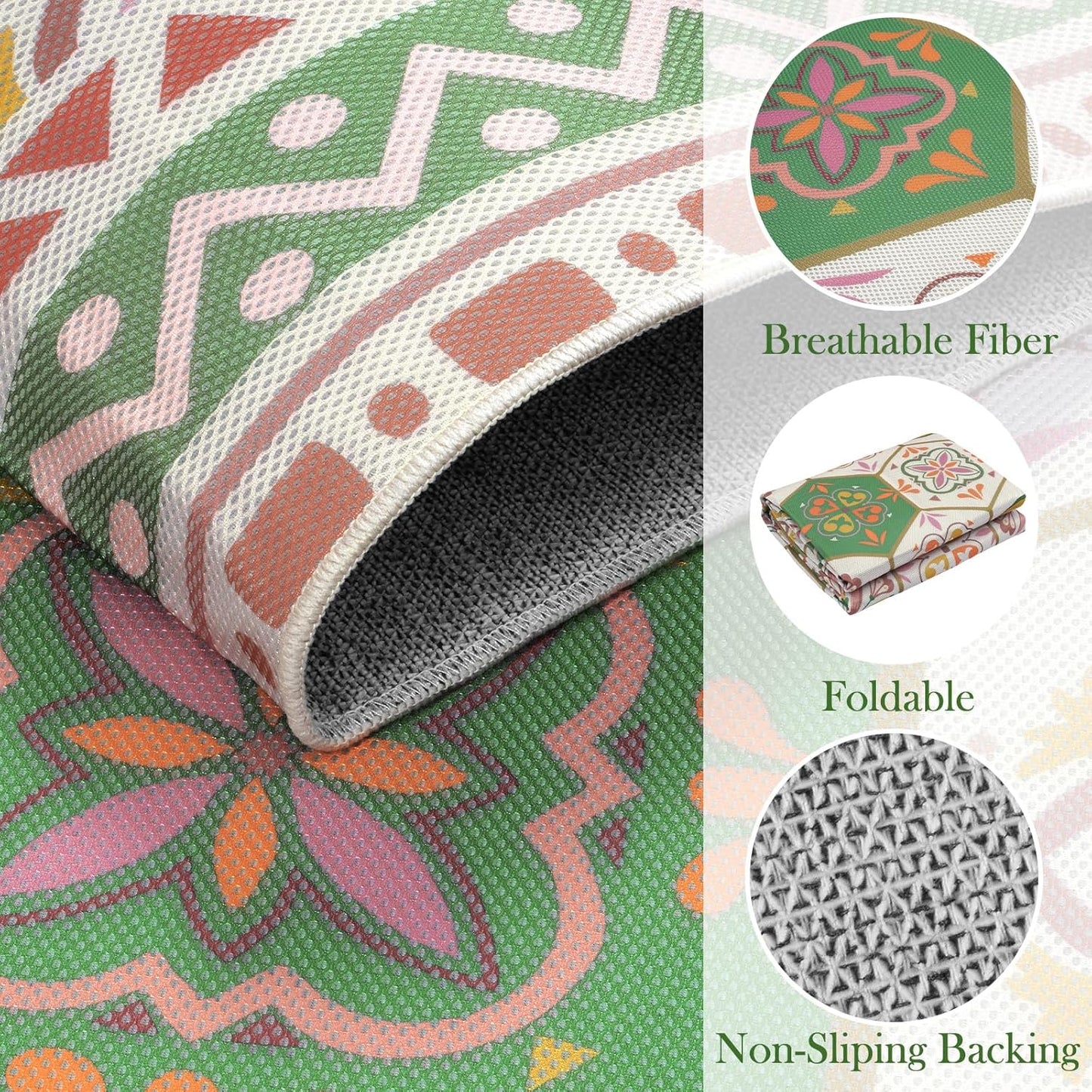Anidaroel 6x9 Floral Indoor Outdoor Rugs for Patio Clearance, Non Slip Outdoor Patio Rug, Washable Flower Outside Area Rug Carpet for Balcony, Backyard, Pool Deck, Living Room