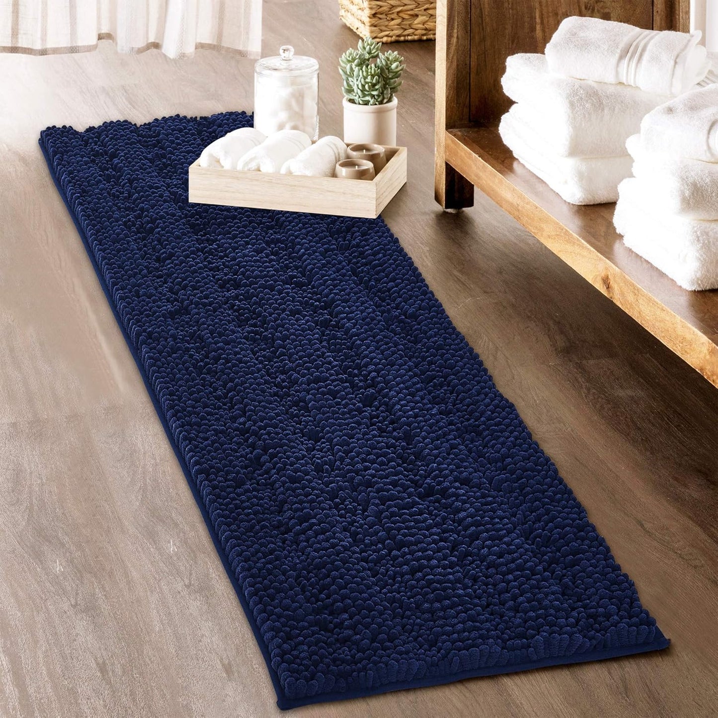 KGORGE Grey Bath Rugs - Soft Large Bathroom Rugs 60" x 24" Farmhouse Floor Cover Water Absorbent Bath Mat Shower Carpet for Toilet Door Way Kitchen Kids Baby, 1 Pc