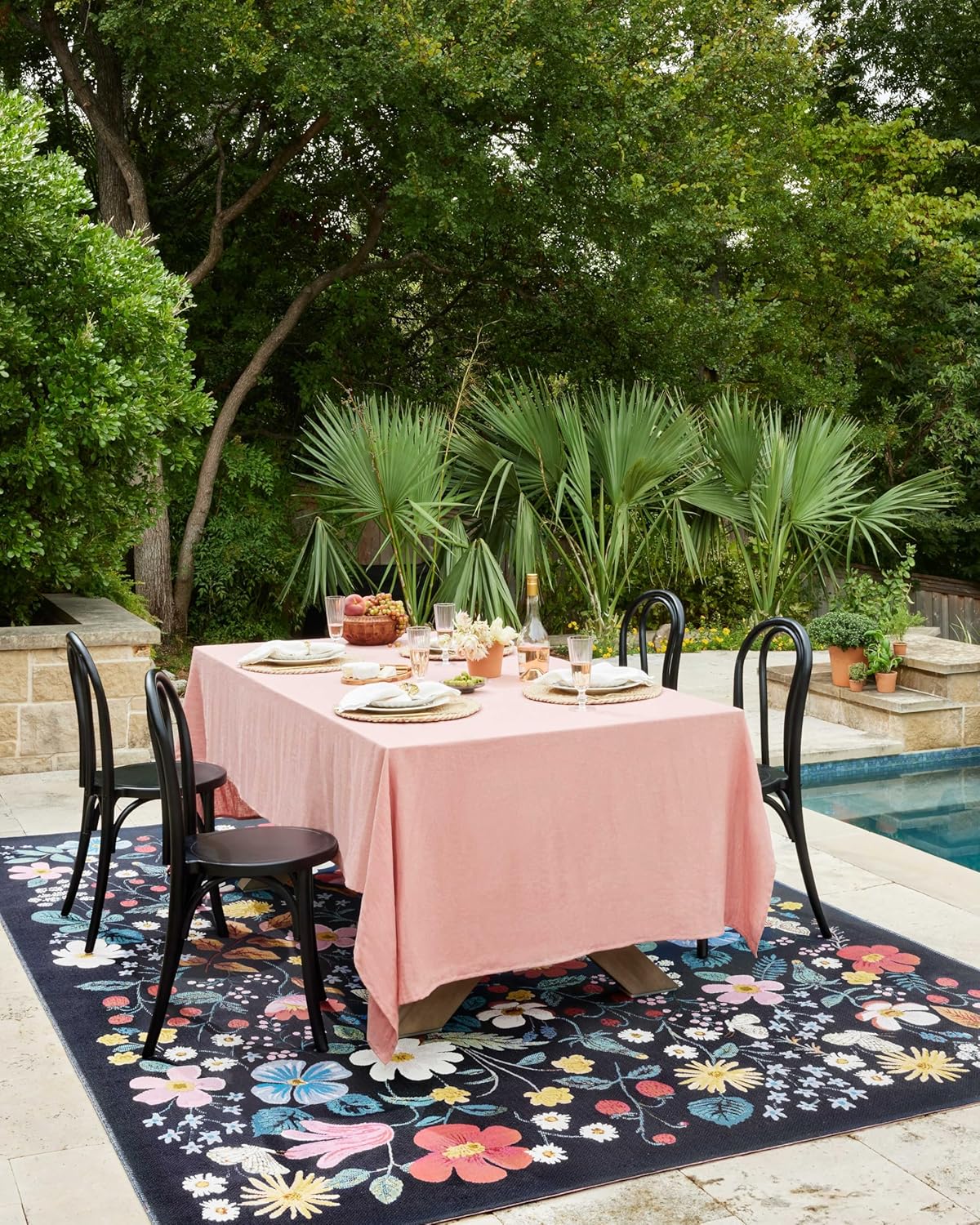 Loloi Rifle Paper Co. Perennial Collection Garden Party PRN-04 Rose/Multi 5'-3" x 7'-8" Indoor/Outdoor Area Rug