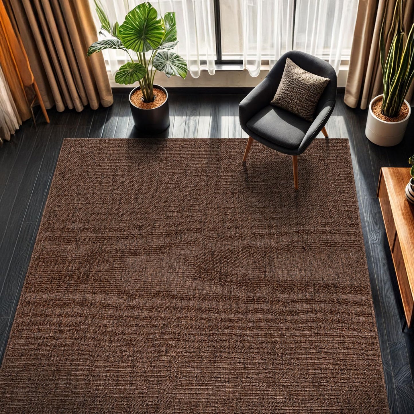 CAMILSON Easy Jute Rug 9x12, Indoor Outdoor Natural Color Fiber Area Rugs for Living Room Patio and Kitchen Rug, Sisal Boho Woven Design, Easy-Cleaning, Washable Outside Carpet Alfombras (9 x 12)