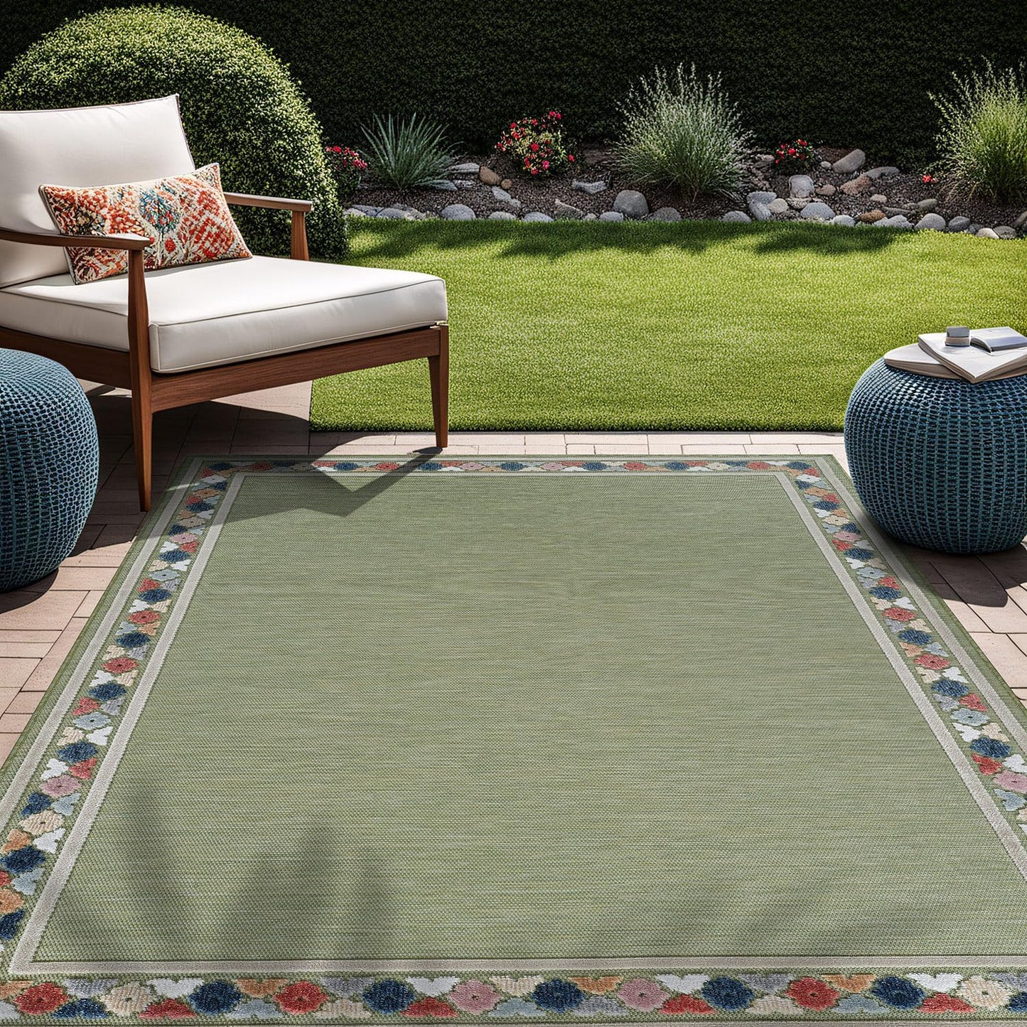 Beverly Rug Outdoor Rug 9x12 Large Modern Floral Tropical Area Rugs for Indoor and Outdoor Patio Easy to Clean Non Shedding Living Room Porch Garden Washable Outside Carpet (9 x 12 Brown)