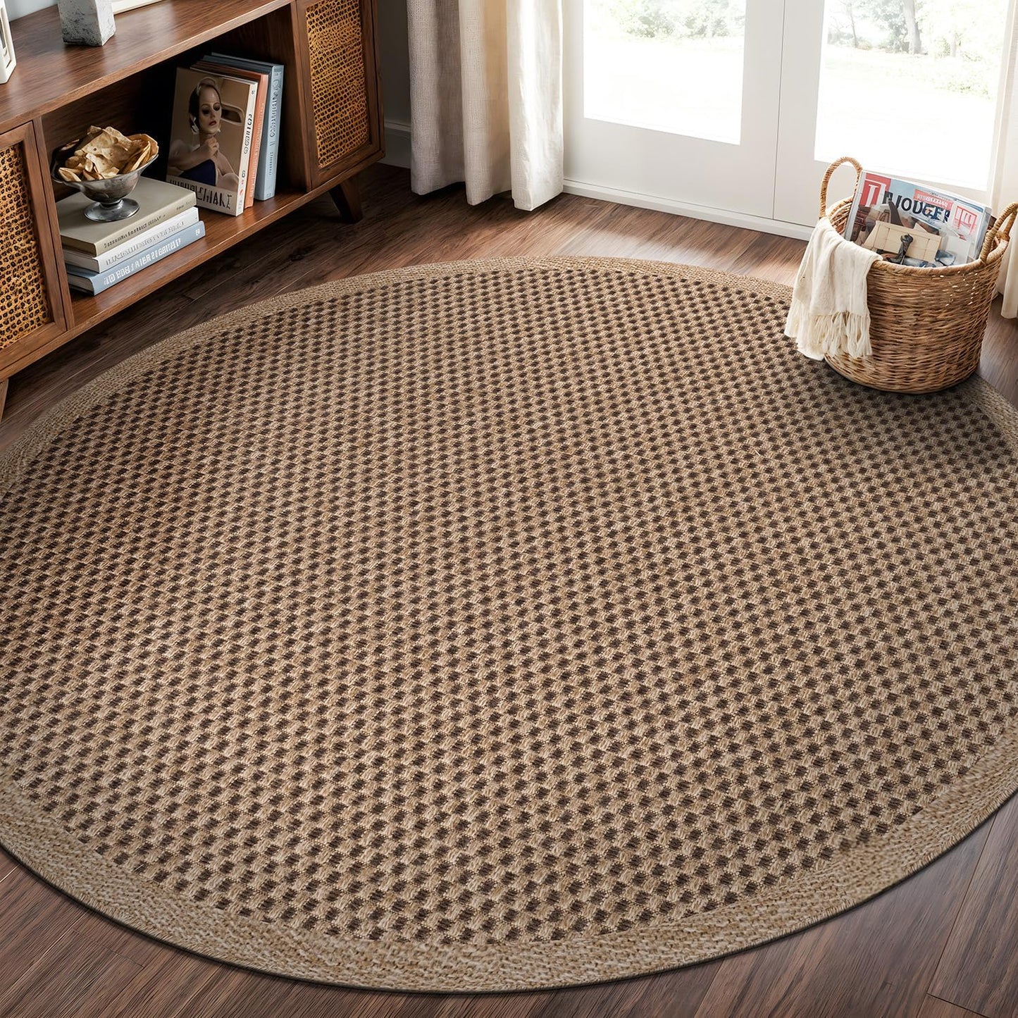 CAMILSON Easy Jute Rug 9x12, Indoor Outdoor Natural Color Fiber Area Rugs for Living Room Patio and Kitchen Rug, Sisal Boho Woven Design, Easy-Cleaning, Washable Outside Carpet Alfombras (9 x 12)