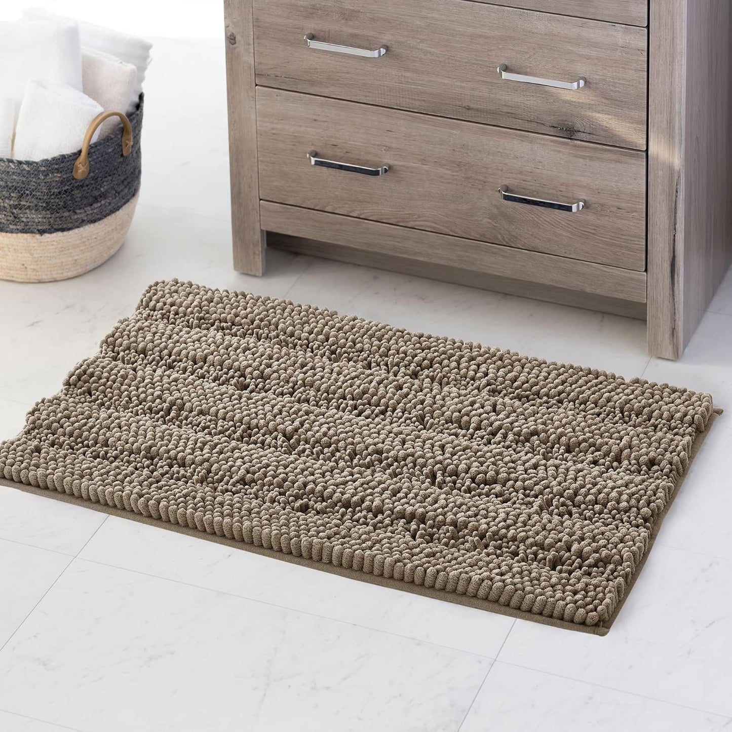 KGORGE Grey Bath Rugs - Soft Large Bathroom Rugs 60" x 24" Farmhouse Floor Cover Water Absorbent Bath Mat Shower Carpet for Toilet Door Way Kitchen Kids Baby, 1 Pc