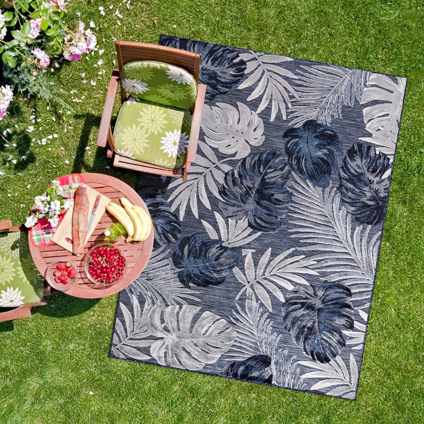 CAMILSON Indoor Outdoor Rug 8x10 Bohemian Medallion Floral Area Rugs for Indoor and Outdoor Patios Easy-Cleaning Non-Shedding Living Room Garden and Kitchen Washable Outside Carpet (8 x 10 / Beige)