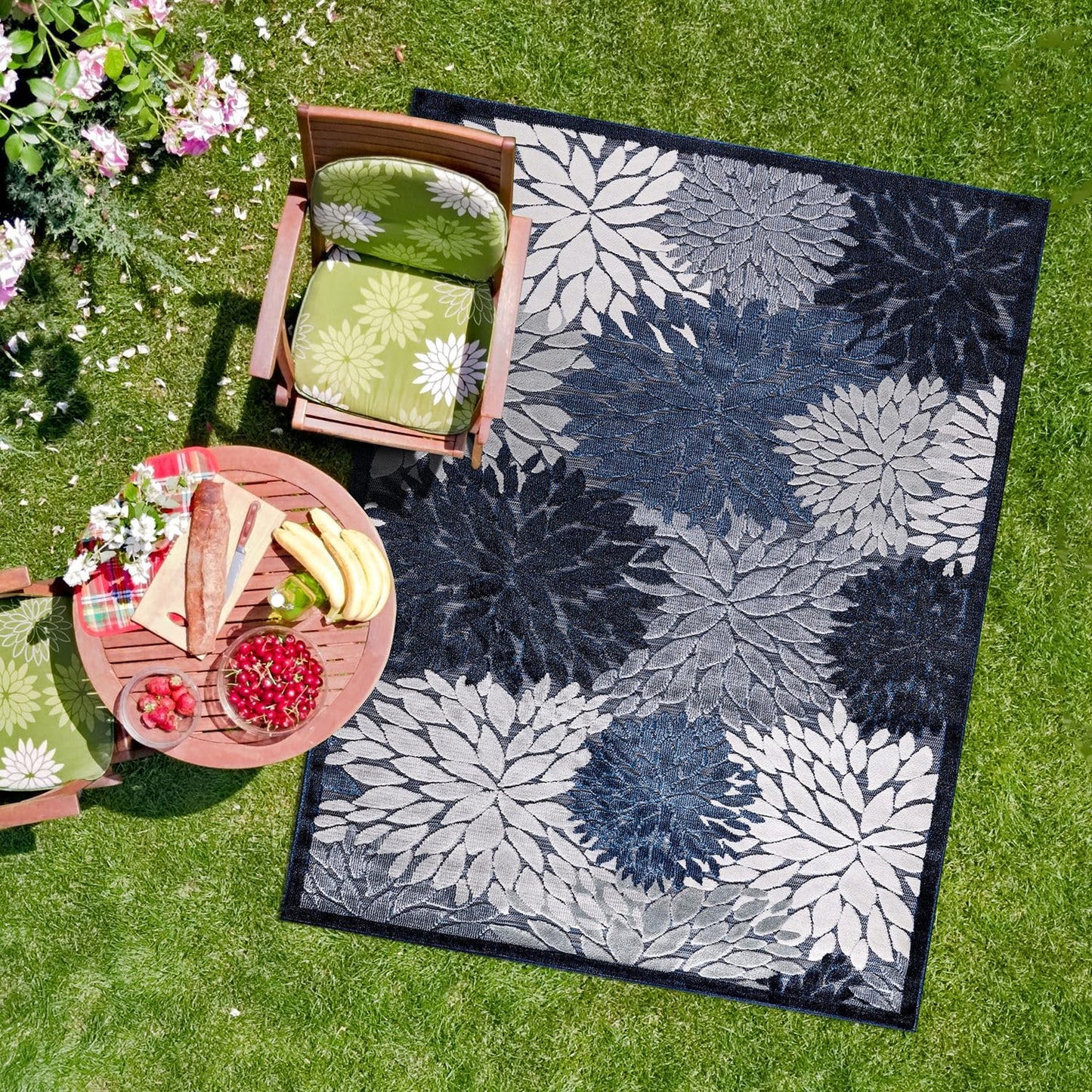 CAMILSON Indoor Outdoor Rug 8x10 Bohemian Medallion Floral Area Rugs for Indoor and Outdoor Patios Easy-Cleaning Non-Shedding Living Room Garden and Kitchen Washable Outside Carpet (8 x 10 / Beige)