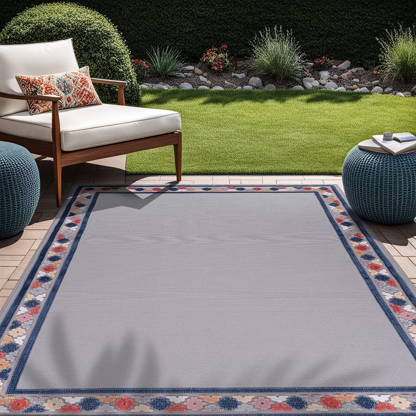 Beverly Rug Outdoor Rug 9x12 Large Modern Floral Tropical Area Rugs for Indoor and Outdoor Patio Easy to Clean Non Shedding Living Room Porch Garden Washable Outside Carpet (9 x 12 Brown)
