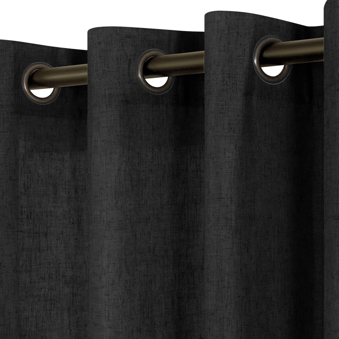 KOUFALL Beige Rustic Country Curtains for Living Room 84 Inches Long Flax Linen Bronze Grommet Tan Sand Color Solid Faux Linen Curtains for Bedroom Sliding Glass Patio Door 2 Panels