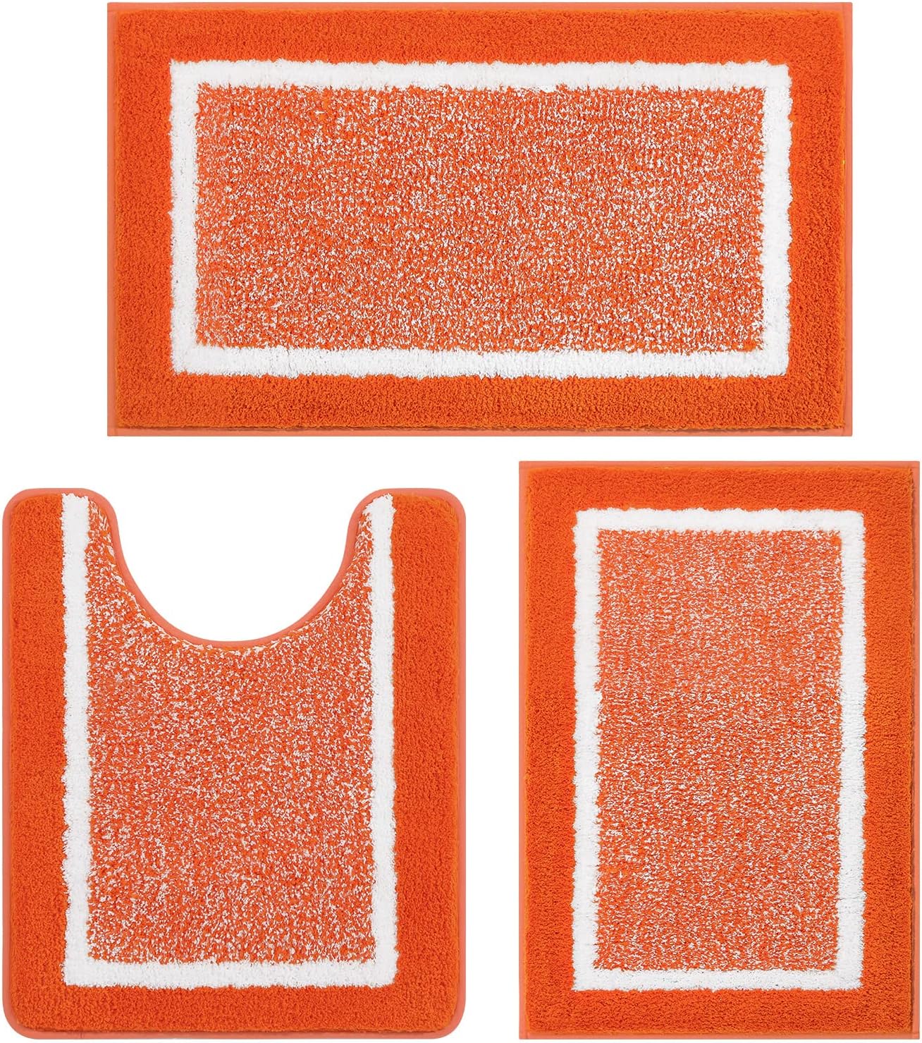 Pauwer Bathroom Rug Mat Set 3 Piece, Microfiber Shaggy Bath Set, Non-Slip Ultra Soft Carpet Mats, Absorbent with U-Shaped Toilet for Bathroom, Tub, Shower, Dark Grey