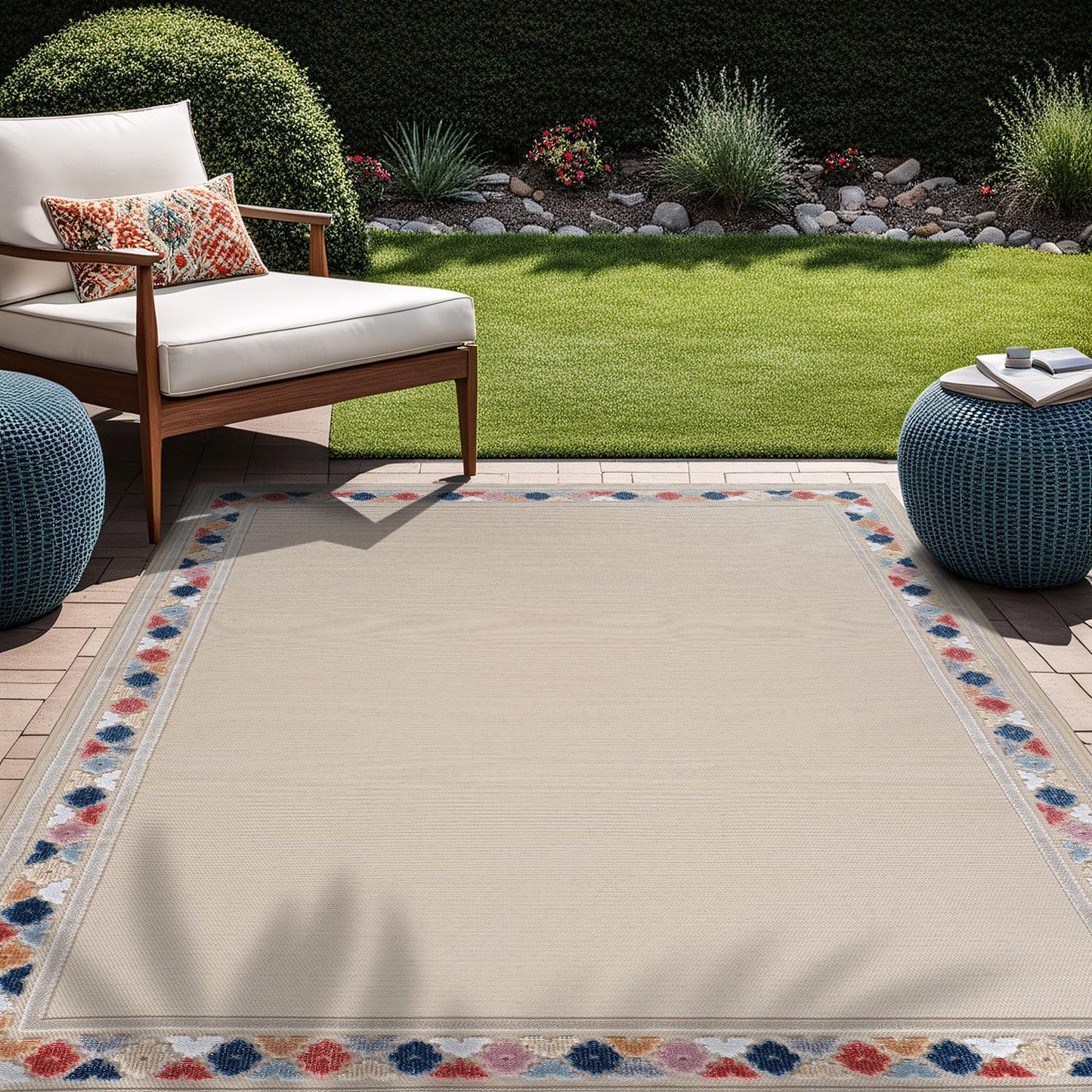 Beverly Rug Outdoor Rug 9x12 Large Modern Floral Tropical Area Rugs for Indoor and Outdoor Patio Easy to Clean Non Shedding Living Room Porch Garden Washable Outside Carpet (9 x 12 Brown)