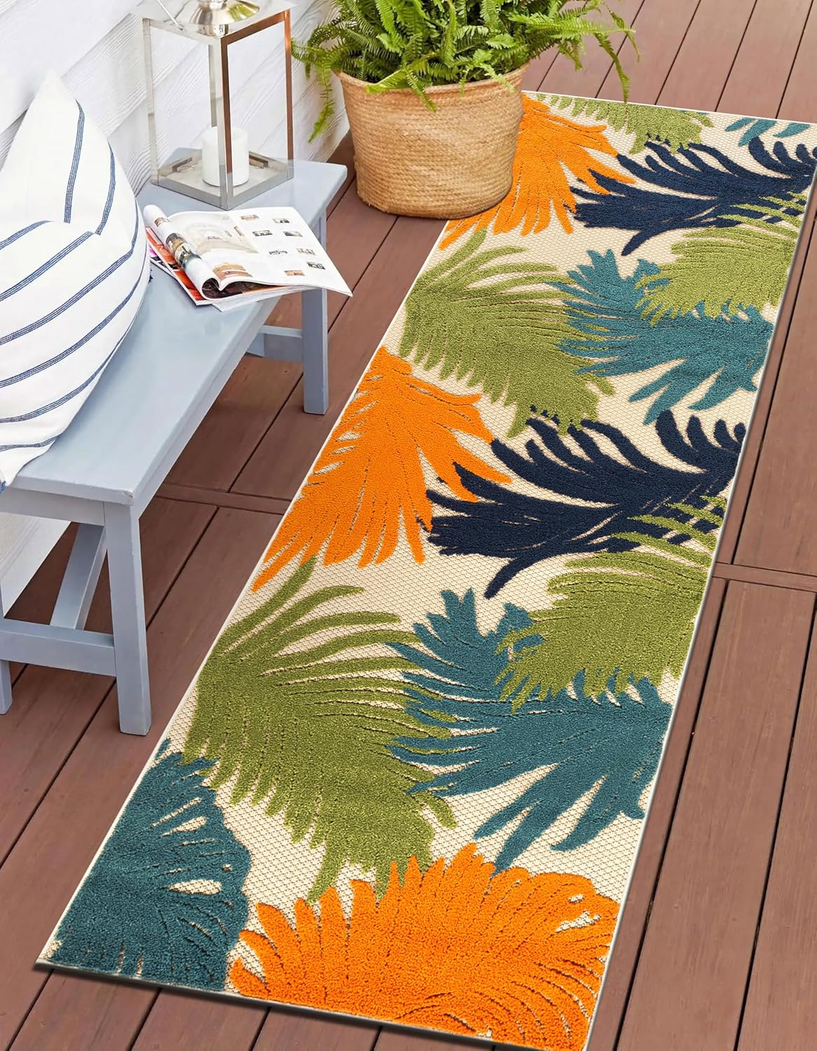 Rugshop Lucca Contemporary Floral Indoor/Outdoor Area Rug 5' x 7' Navy