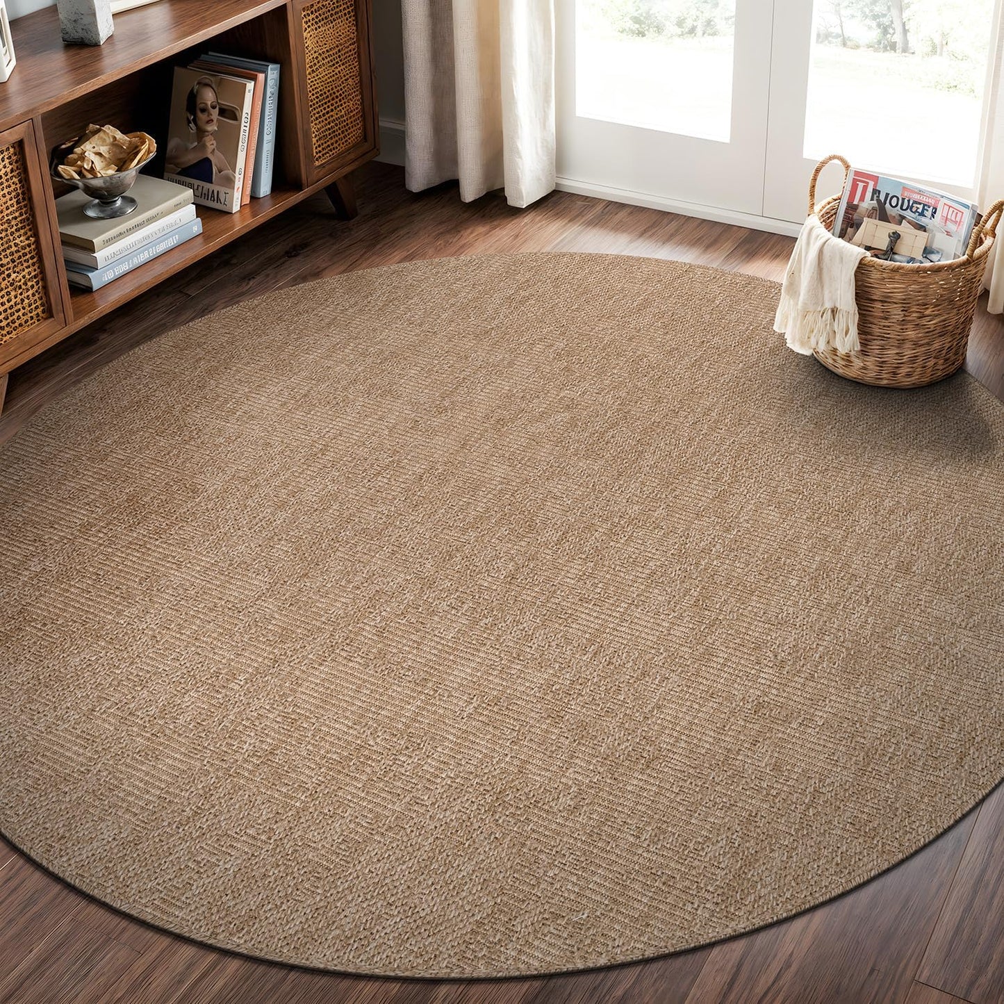 CAMILSON Easy Jute Rug 9x12, Indoor Outdoor Natural Color Fiber Area Rugs for Living Room Patio and Kitchen Rug, Sisal Boho Woven Design, Easy-Cleaning, Washable Outside Carpet Alfombras (9 x 12)