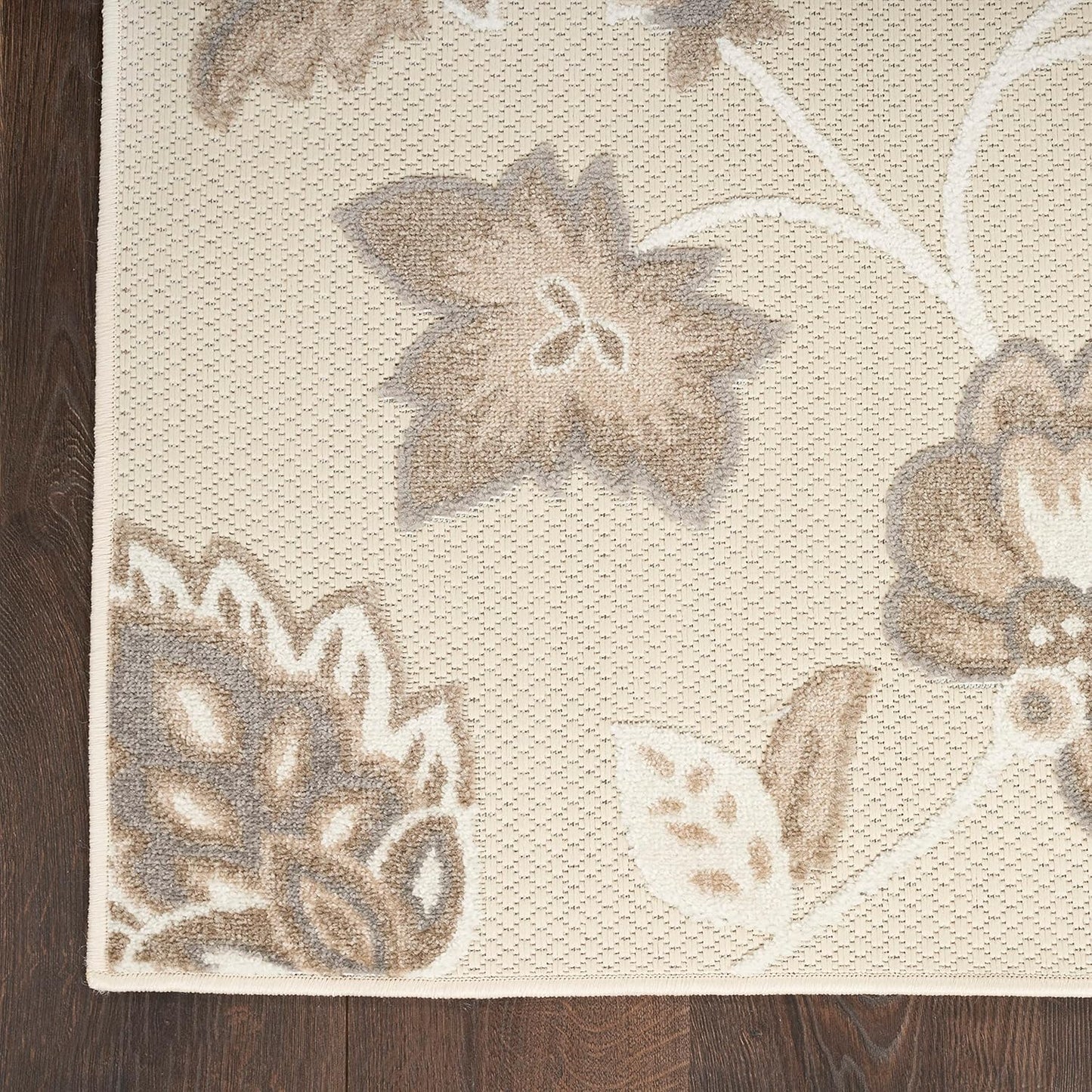 Nourison Home Aloha Indoor/Outdoor Beige 5'3" x 7'5" Area Rug, Easy Cleaning, Non Shedding, Bed Room, Living Room, Dining Room, Kitchen (5x7)