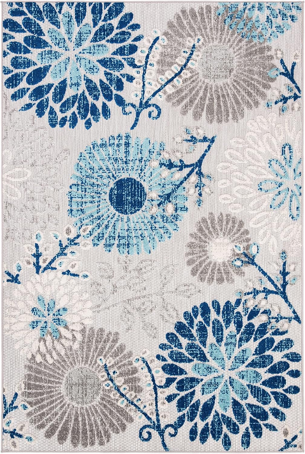 SAFAVIEH Cabana Collection 3' Round Cream/Red CBN832A Floral Indoor/ Outdoor Non-Shedding Easy Cleaning Patio Backyard Deck Porch Mudroom Area Rug