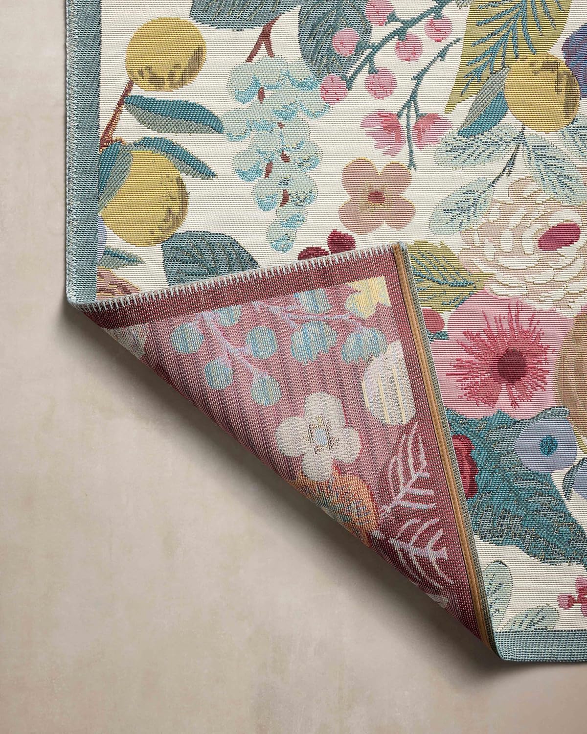 Loloi Rifle Paper Co. Perennial Collection Garden Party PRN-04 Rose/Multi 5'-3" x 7'-8" Indoor/Outdoor Area Rug