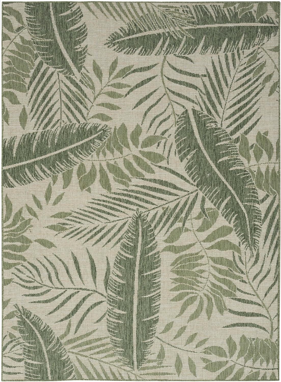 Nourison Home Garden Oasis Indoor/Outdoor Ivory Green 6' x 9' Area Rug, Easy Cleaning, Non Shedding, Bed Room, Living Room, Dining Room, Backyard, Deck, Patio (6x9)