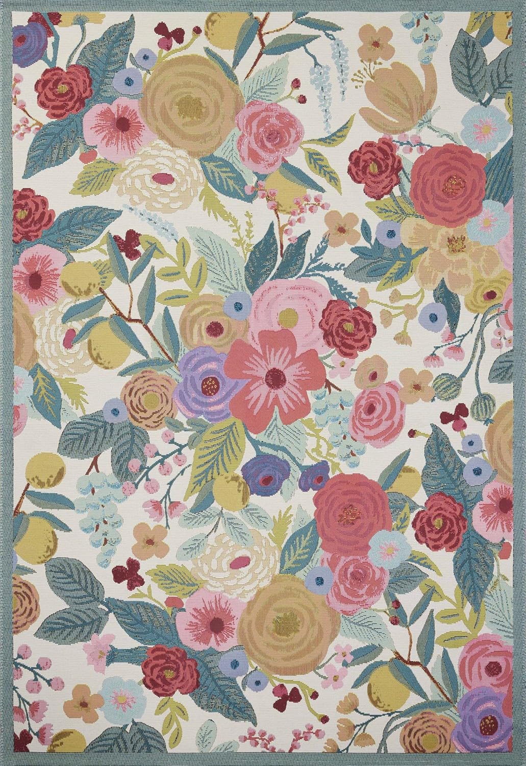Loloi Rifle Paper Co. Perennial Collection Garden Party PRN-04 Rose/Multi 5'-3" x 7'-8" Indoor/Outdoor Area Rug