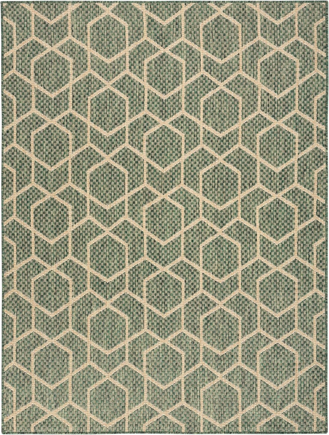 Nourison Horizon Indoor/Outdoor Green 4' x 6' Area Rug - Easy Cleaning, Non Shedding, Bed Room, Living Room, Dining Room, Kitchen (4' x 6')