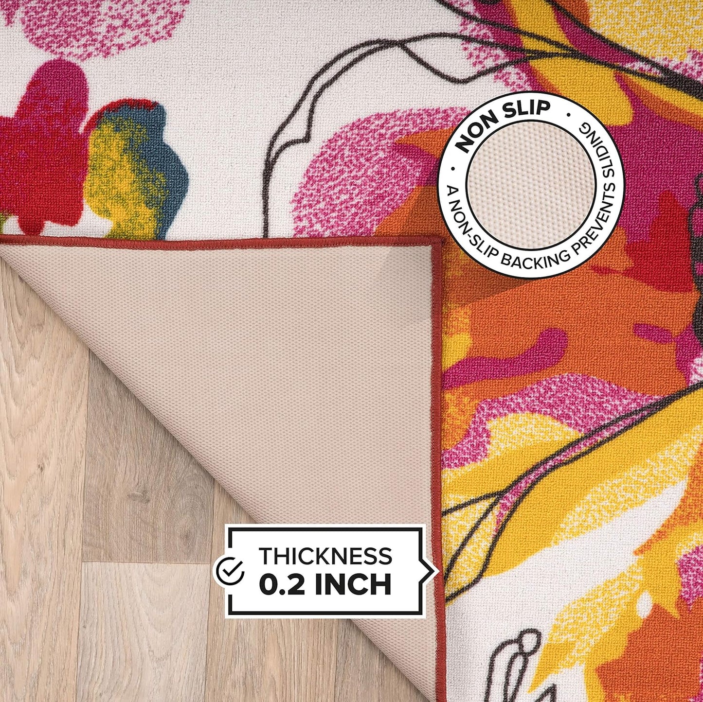 Rugshop Modern Bright Flowers Non-Slip (Non-Skid) Area Rug 8 x 10 (7' 10" x 10') Multi