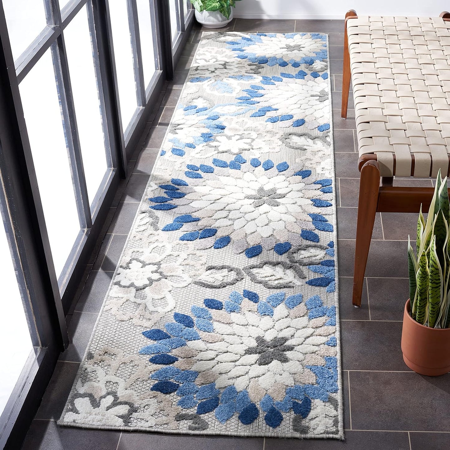 SAFAVIEH Cabana Collection Area Rug - 5'3" x 7'7", Ivory & Orange, Floral Design, Non-Shedding & Easy Care, Indoor/Outdoor & Washable-Ideal for Patio, Backyard, Mudroom (CBN391A)