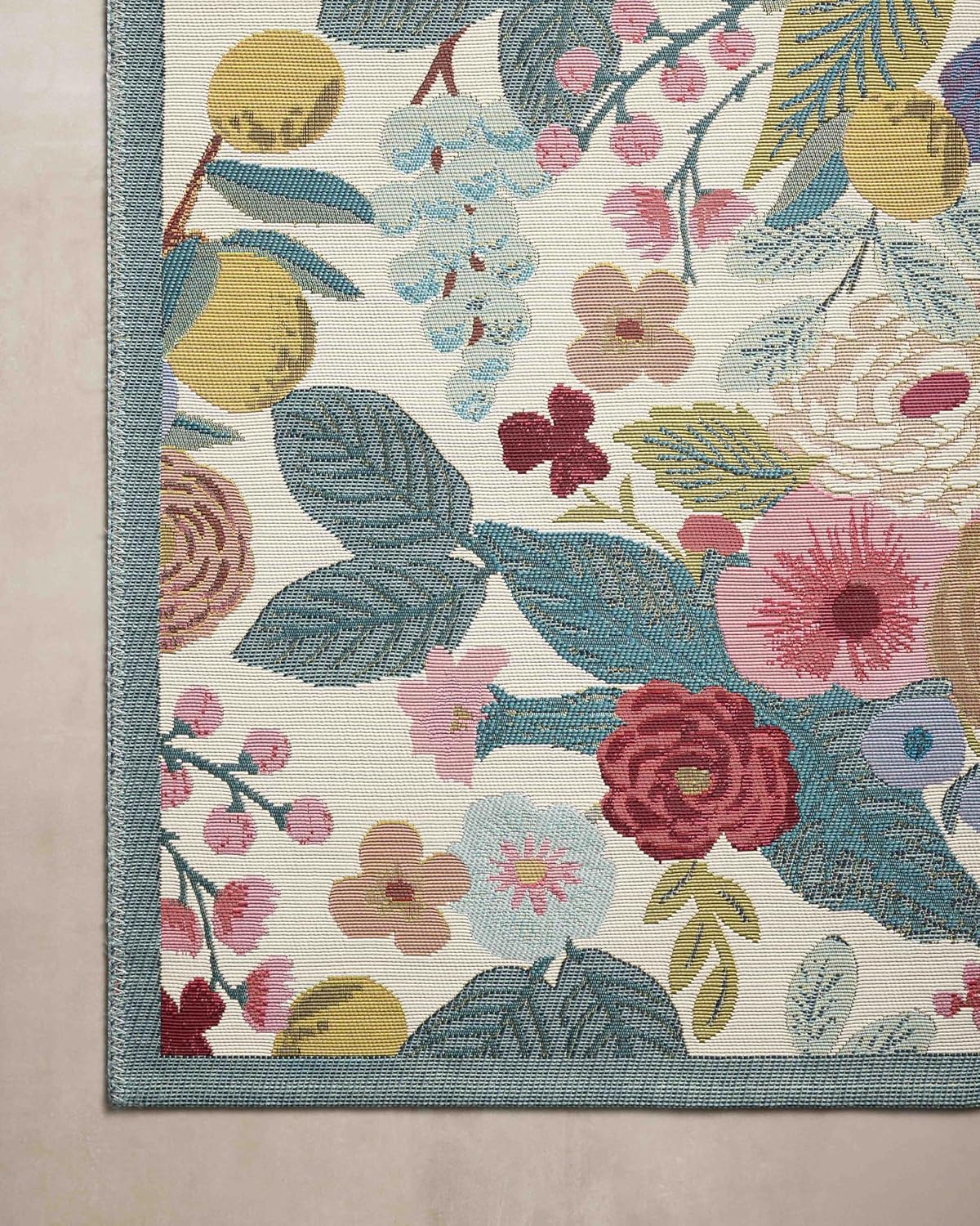 Loloi Rifle Paper Co. Perennial Collection Garden Party PRN-04 Rose/Multi 5'-3" x 7'-8" Indoor/Outdoor Area Rug