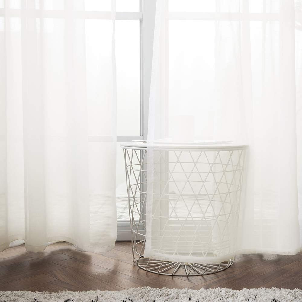 MIULEE 2 Panels Solid Color Ivory Sheer Curtains Elegant Grommet Top Window Voile Panels/Drapes/Treatment for Bedroom Living Room (54X90 Inches)