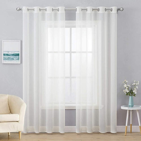 MIULEE 2 Panels Solid Color Ivory Sheer Curtains Elegant Grommet Top Window Voile Panels/Drapes/Treatment for Bedroom Living Room (54X90 Inches)