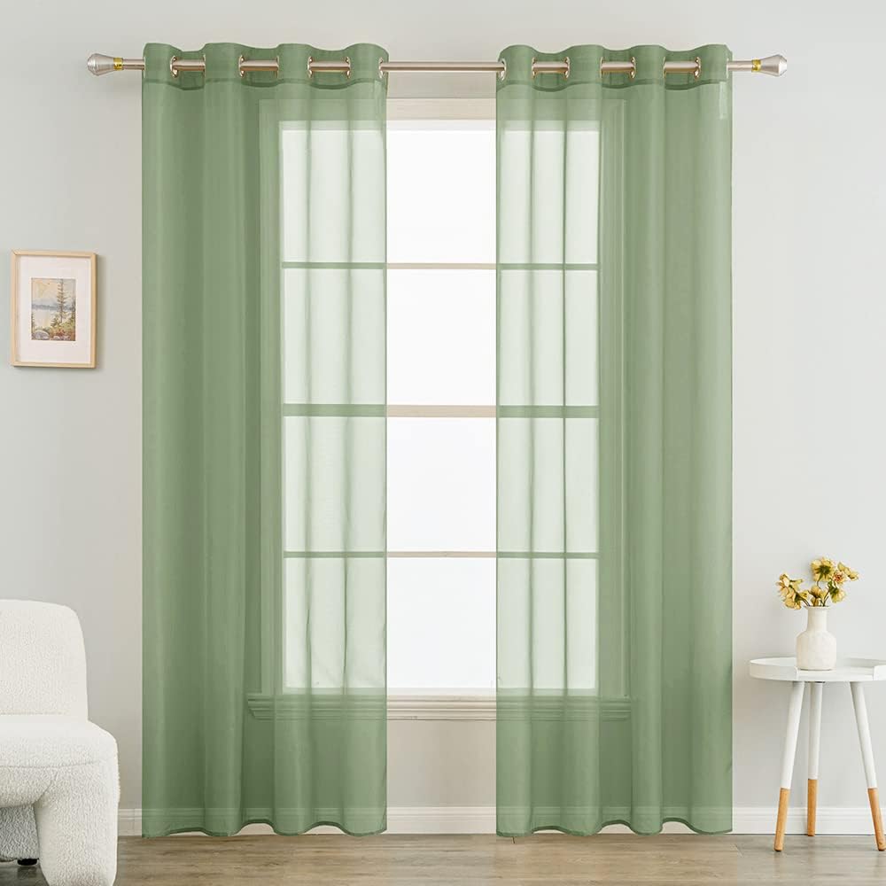 MIULEE 2 Panels Solid Color Ivory Sheer Curtains Elegant Grommet Top Window Voile Panels/Drapes/Treatment for Bedroom Living Room (54X90 Inches)