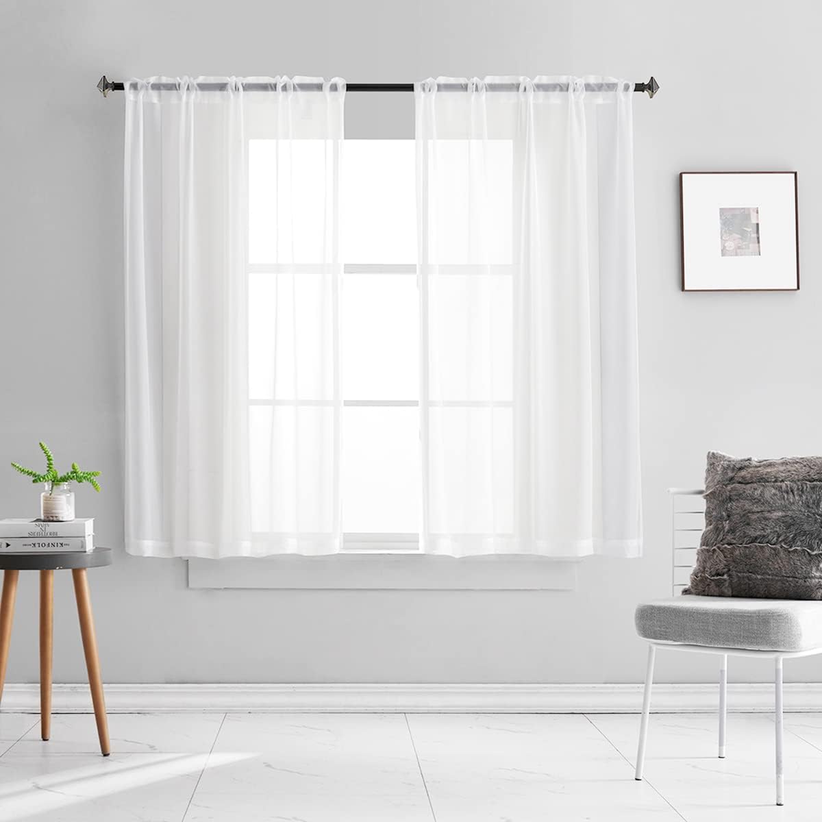 Light Yellow Sheer Voile Curtains Translucent Solid Color Window Treatment 63 Inch Length Panels Rod Pocket Light Yellow Sheers for Bedroom Living Room 2 Panels 52x63