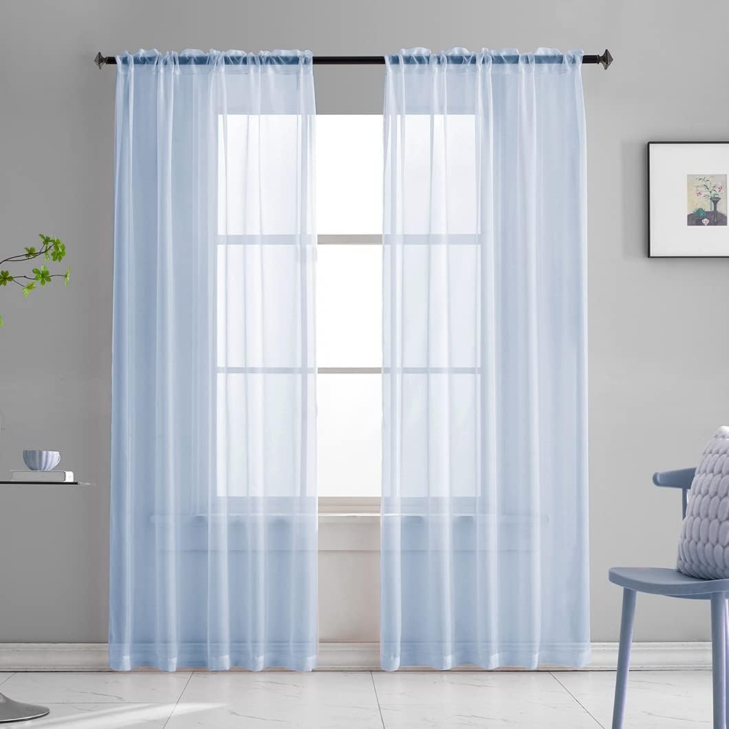 Light Yellow Sheer Voile Curtains Translucent Solid Color Window Treatment 63 Inch Length Panels Rod Pocket Light Yellow Sheers for Bedroom Living Room 2 Panels 52x63