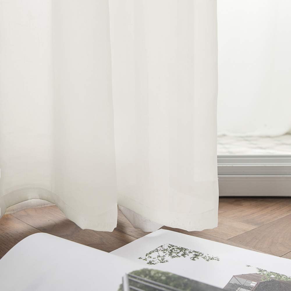 MIULEE 2 Panels Solid Color Ivory Sheer Curtains Elegant Grommet Top Window Voile Panels/Drapes/Treatment for Bedroom Living Room (54X90 Inches)