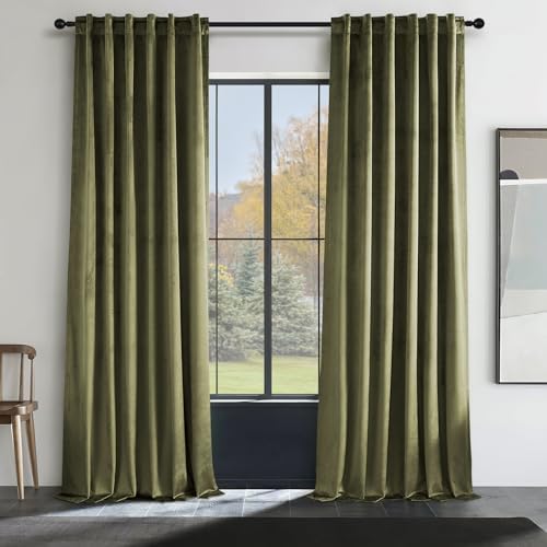 Topfinel 96 Inches Long Blush Velvet Curtains for Living Room,Rod Pocket Back Tab Clip Rings for Windows Solid Color Curtains,96 Length 2 Panel Sets(Malaya Garnet/Dusty Rose)