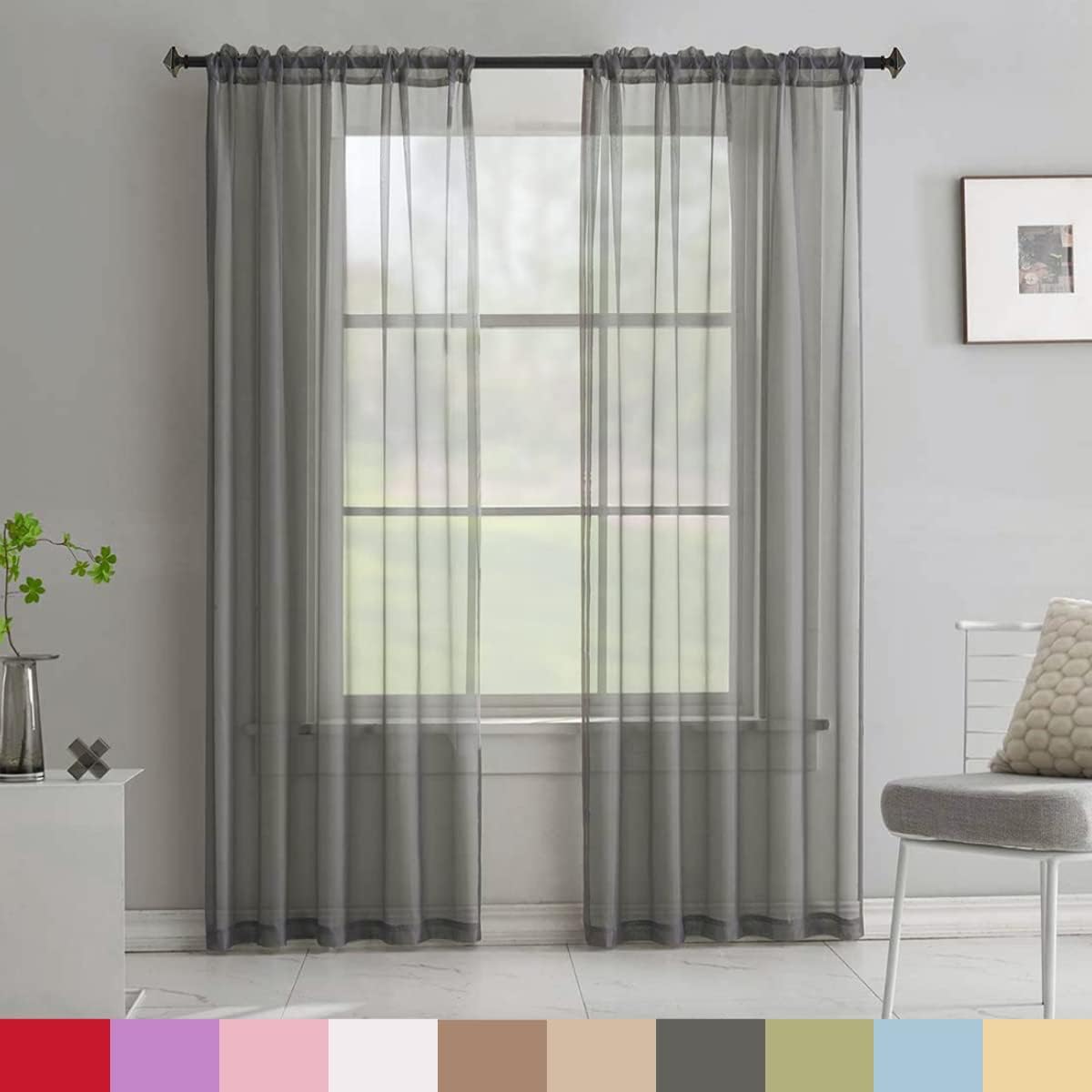 Light Yellow Sheer Voile Curtains Translucent Solid Color Window Treatment 63 Inch Length Panels Rod Pocket Light Yellow Sheers for Bedroom Living Room 2 Panels 52x63