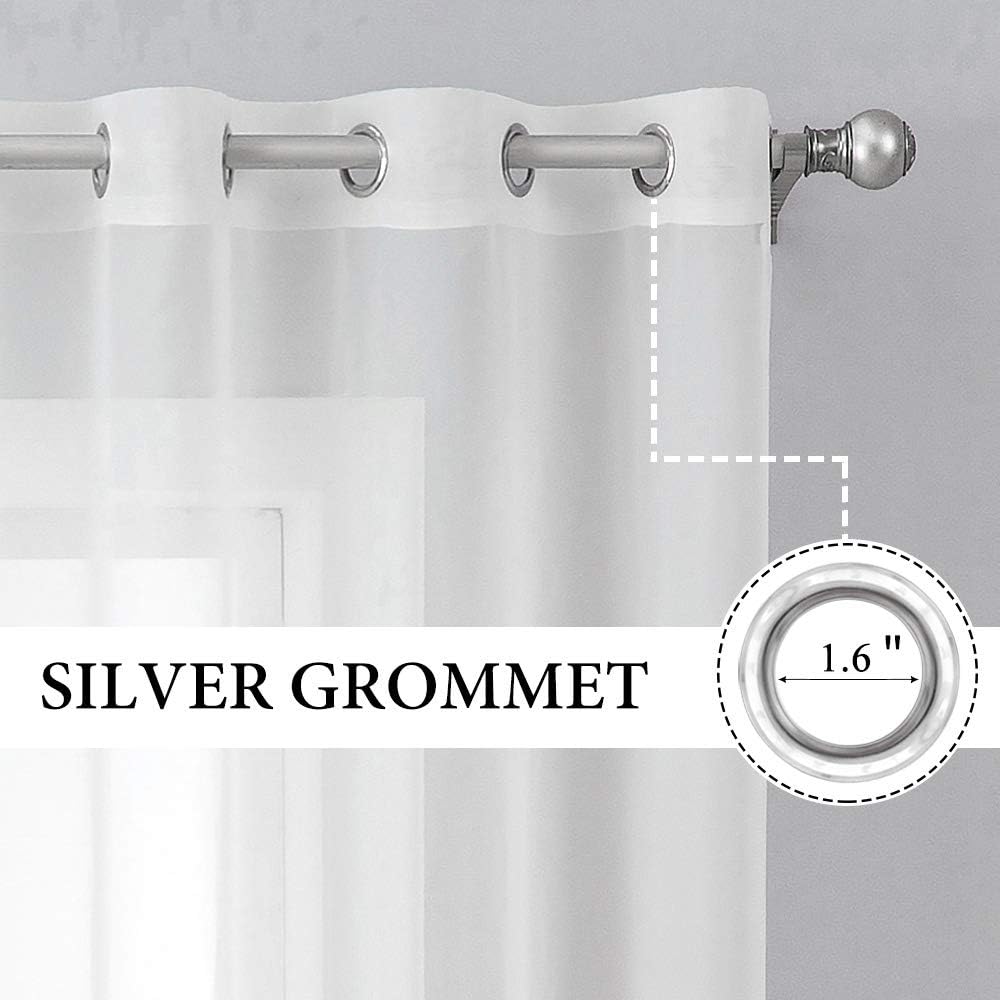 MIULEE 2 Panels Solid Color Ivory Sheer Curtains Elegant Grommet Top Window Voile Panels/Drapes/Treatment for Bedroom Living Room (54X90 Inches)