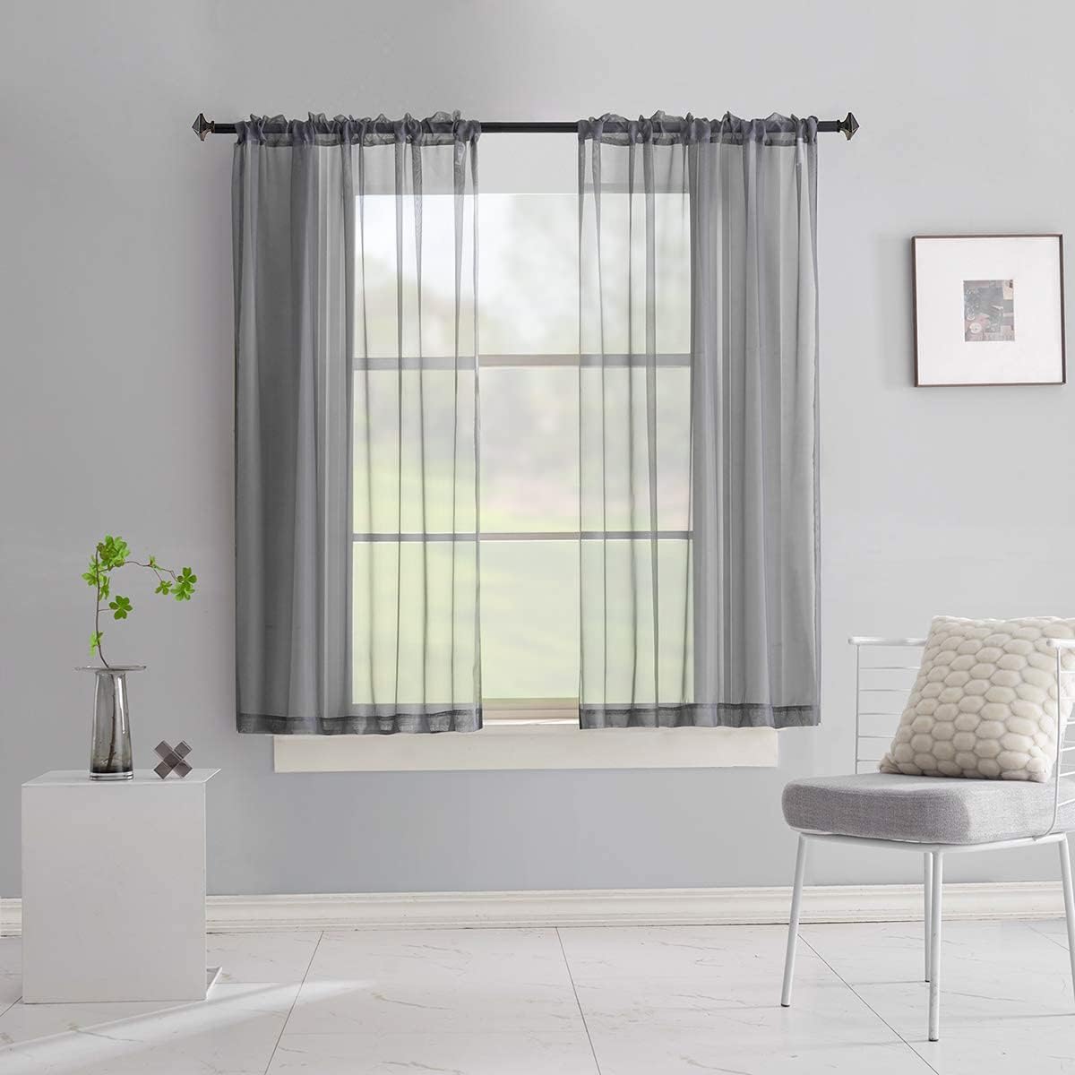 Light Yellow Sheer Voile Curtains Translucent Solid Color Window Treatment 63 Inch Length Panels Rod Pocket Light Yellow Sheers for Bedroom Living Room 2 Panels 52x63