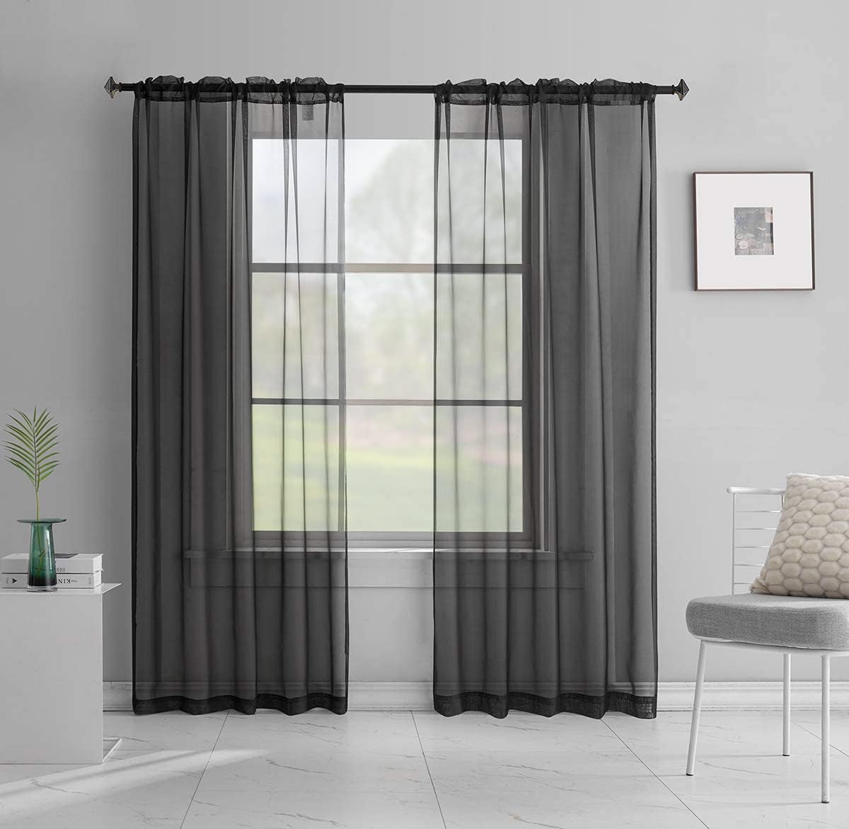 Light Yellow Sheer Voile Curtains Translucent Solid Color Window Treatment 63 Inch Length Panels Rod Pocket Light Yellow Sheers for Bedroom Living Room 2 Panels 52x63