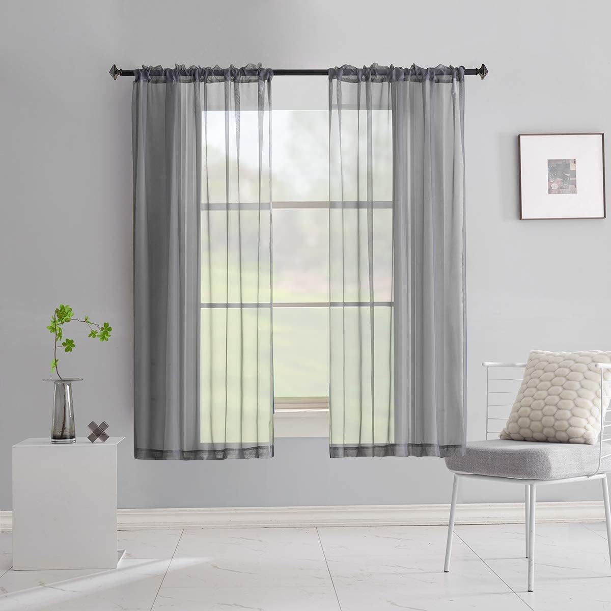 Light Yellow Sheer Voile Curtains Translucent Solid Color Window Treatment 63 Inch Length Panels Rod Pocket Light Yellow Sheers for Bedroom Living Room 2 Panels 52x63
