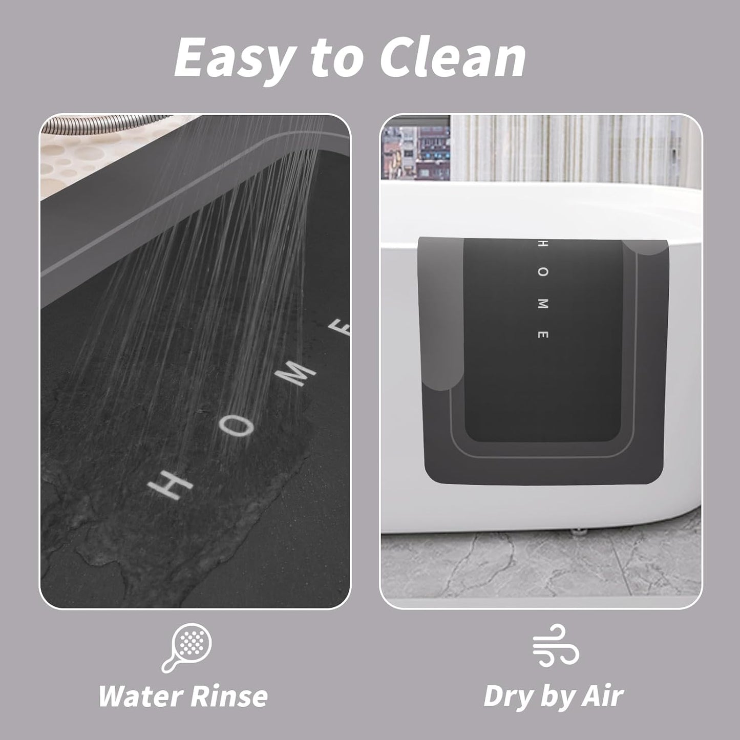 Housego 3PCS Absorbent Bath Mat Magic Rug Sets, Quick Drying Bath Mat Non-Slip Floor Rug Rubber Backed for Bathroom Kitchen Shower Sink (16.9''x23.6''+19.7''x23.6''+19.7''x31.9'', Black)
