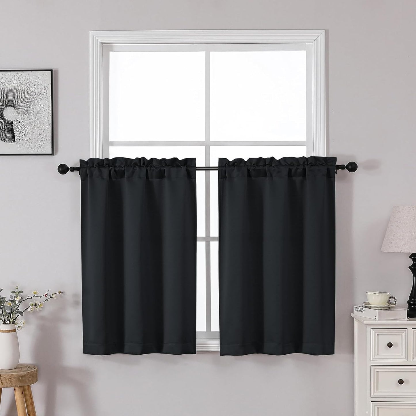 OWENIE Heidi Sage Green Curtains for Living Room 63 Inch Length 2 Panels Set, Light Filtering Solid Curtain for Bedroom, Rod Pocket Window Curtains & Drapes, 2 Pcs Each 40" W 63" L