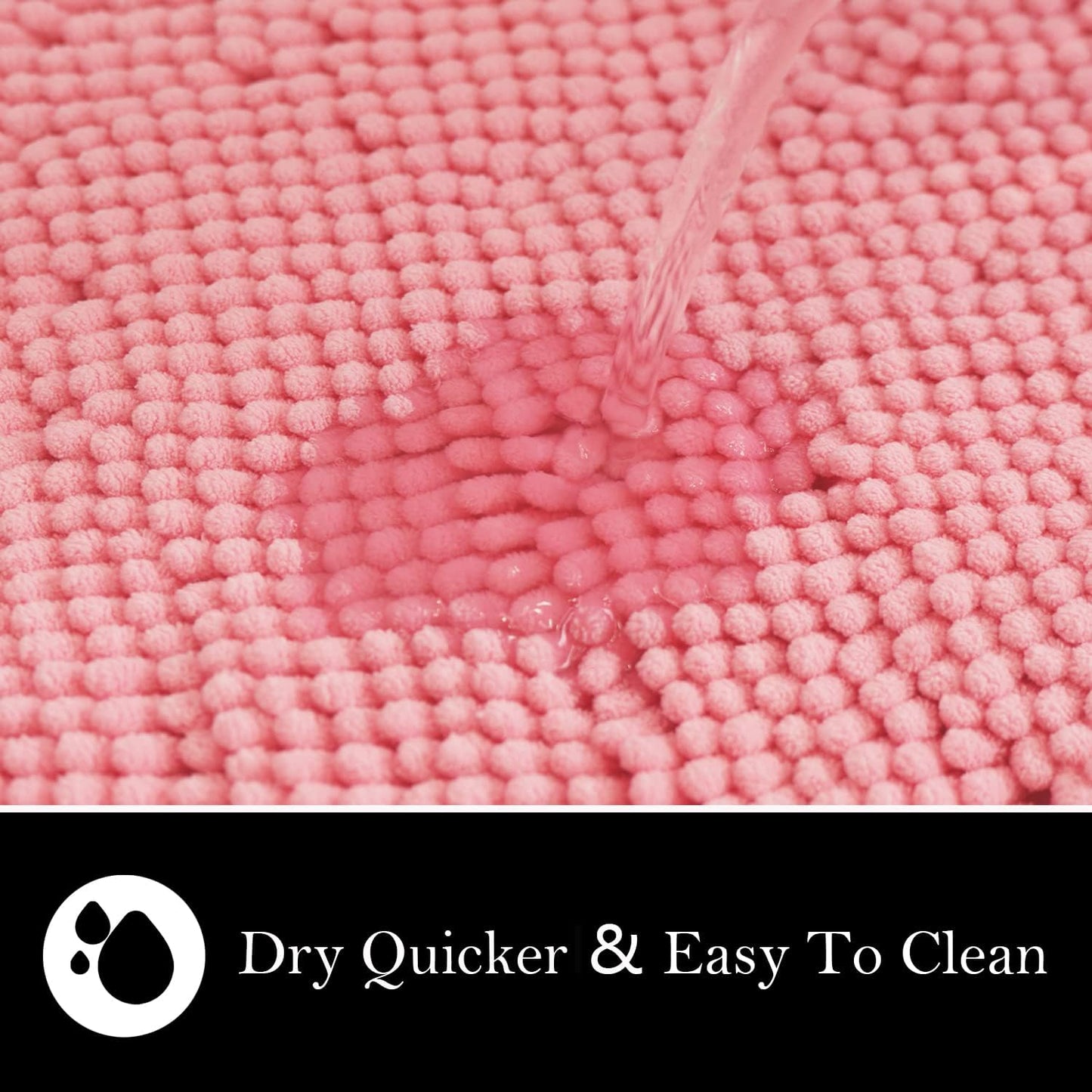 Valentine's Day Bathroom Rugs Chenille Bath mat 3 Piece Set, Super Absorbent, Strong PVC Non Slip, Bath mats for Bathroom, Plush Shaggy, Thick, Machine Washable, Bathtub, Shower, Toilet, Pink