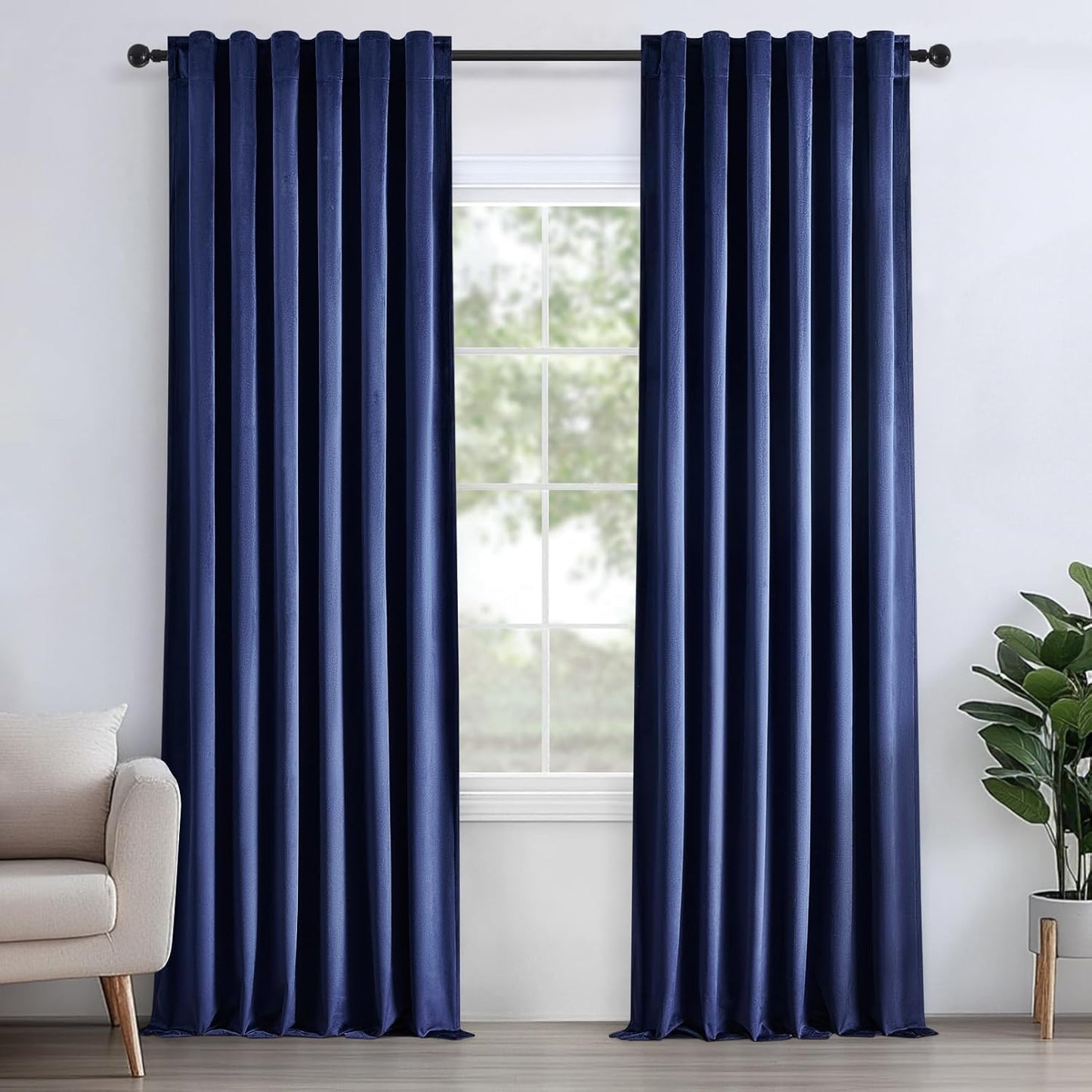 Topfinel 96 Inches Long Blush Velvet Curtains for Living Room,Rod Pocket Back Tab Clip Rings for Windows Solid Color Curtains,96 Length 2 Panel Sets(Malaya Garnet/Dusty Rose)
