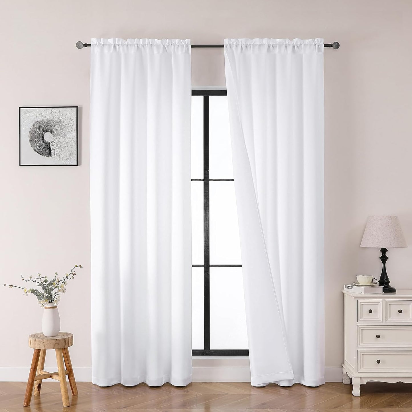 OWENIE Heidi Sage Green Curtains for Living Room 63 Inch Length 2 Panels Set, Light Filtering Solid Curtain for Bedroom, Rod Pocket Window Curtains & Drapes, 2 Pcs Each 40" W 63" L