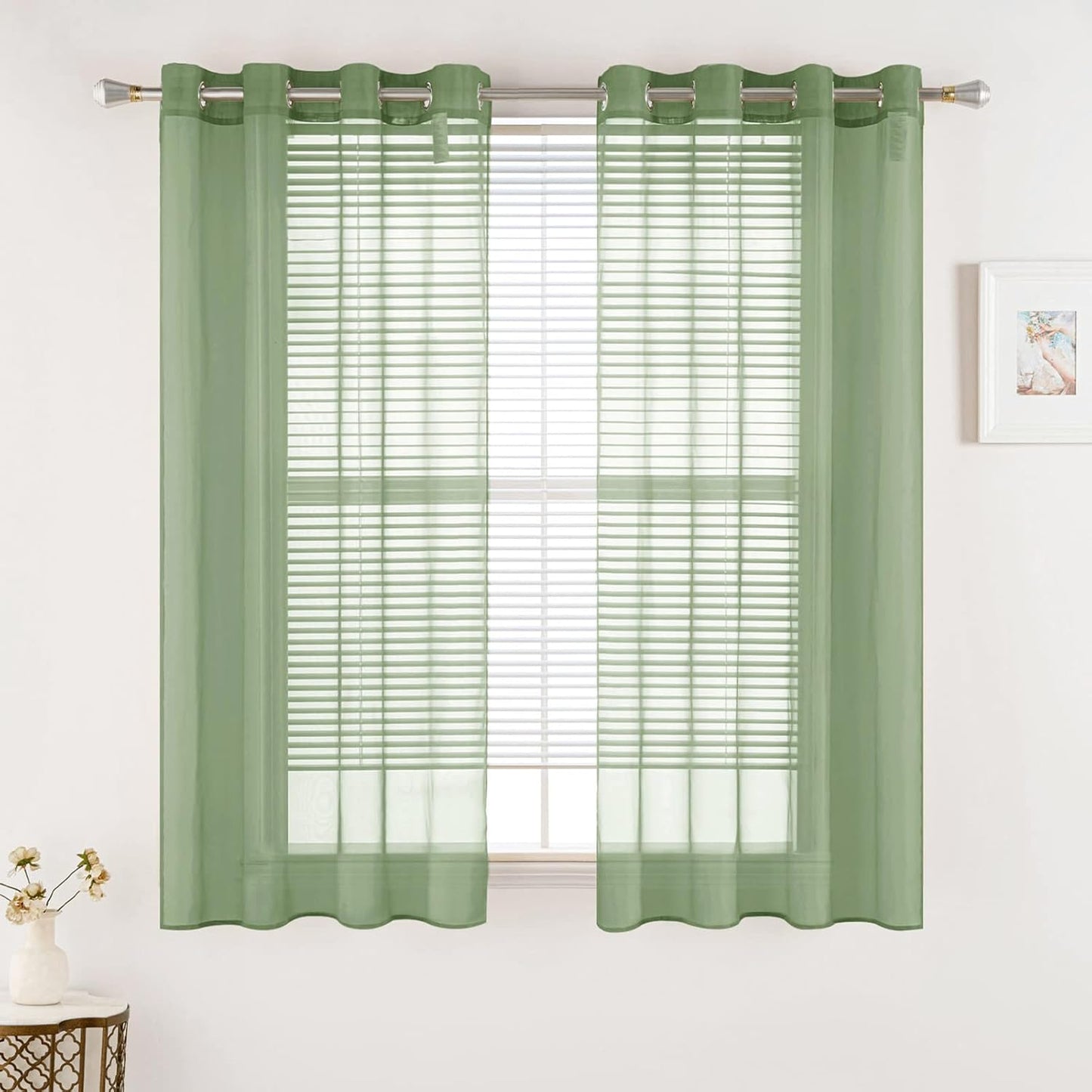 MIULEE 2 Panels Solid Color Ivory Sheer Curtains Elegant Grommet Top Window Voile Panels/Drapes/Treatment for Bedroom Living Room (54X90 Inches)