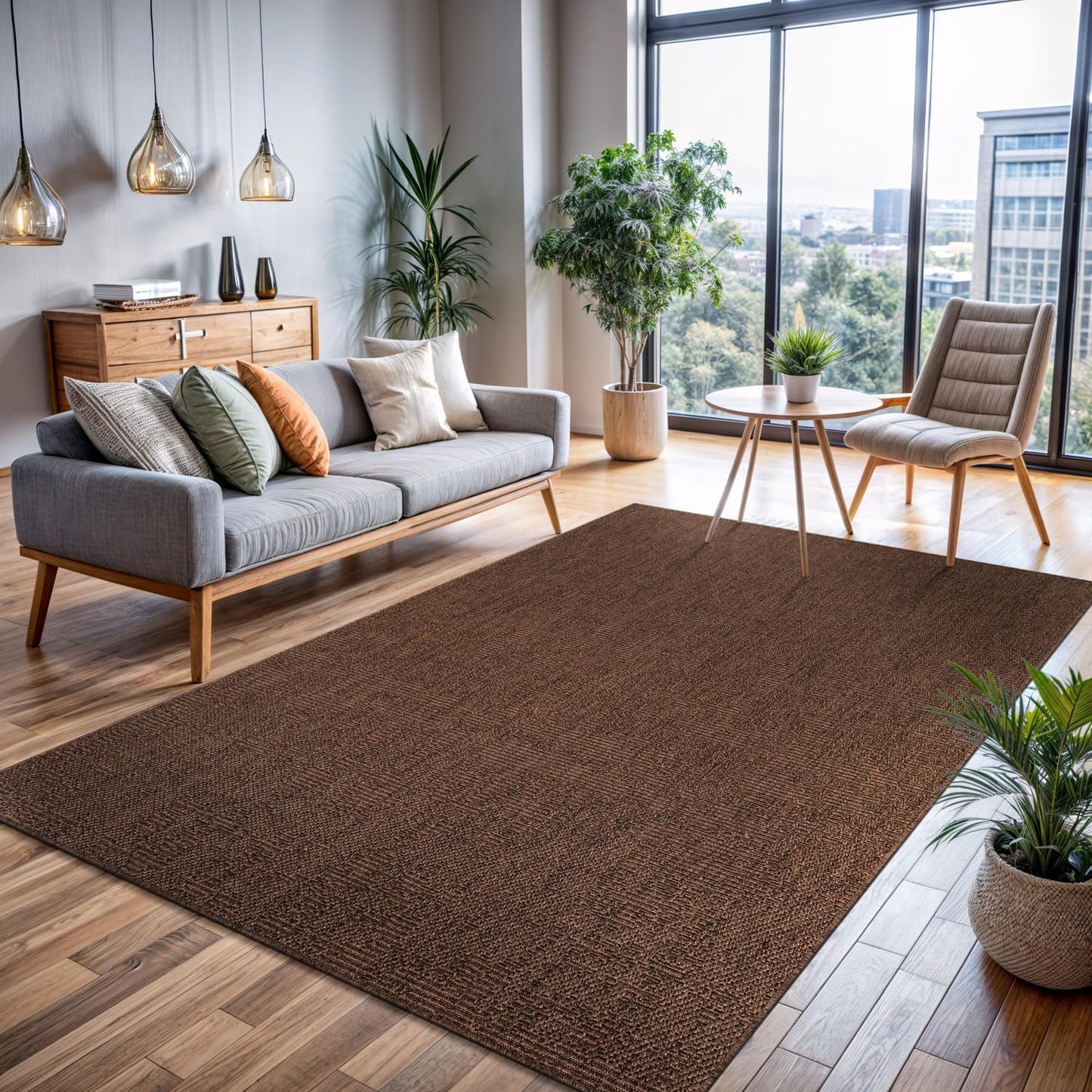 CAMILSON Easy Jute Rug 9x12, Indoor Outdoor Natural Color Fiber Area Rugs for Living Room Patio and Kitchen Rug, Sisal Boho Woven Design, Easy-Cleaning, Washable Outside Carpet Alfombras (9 x 12)